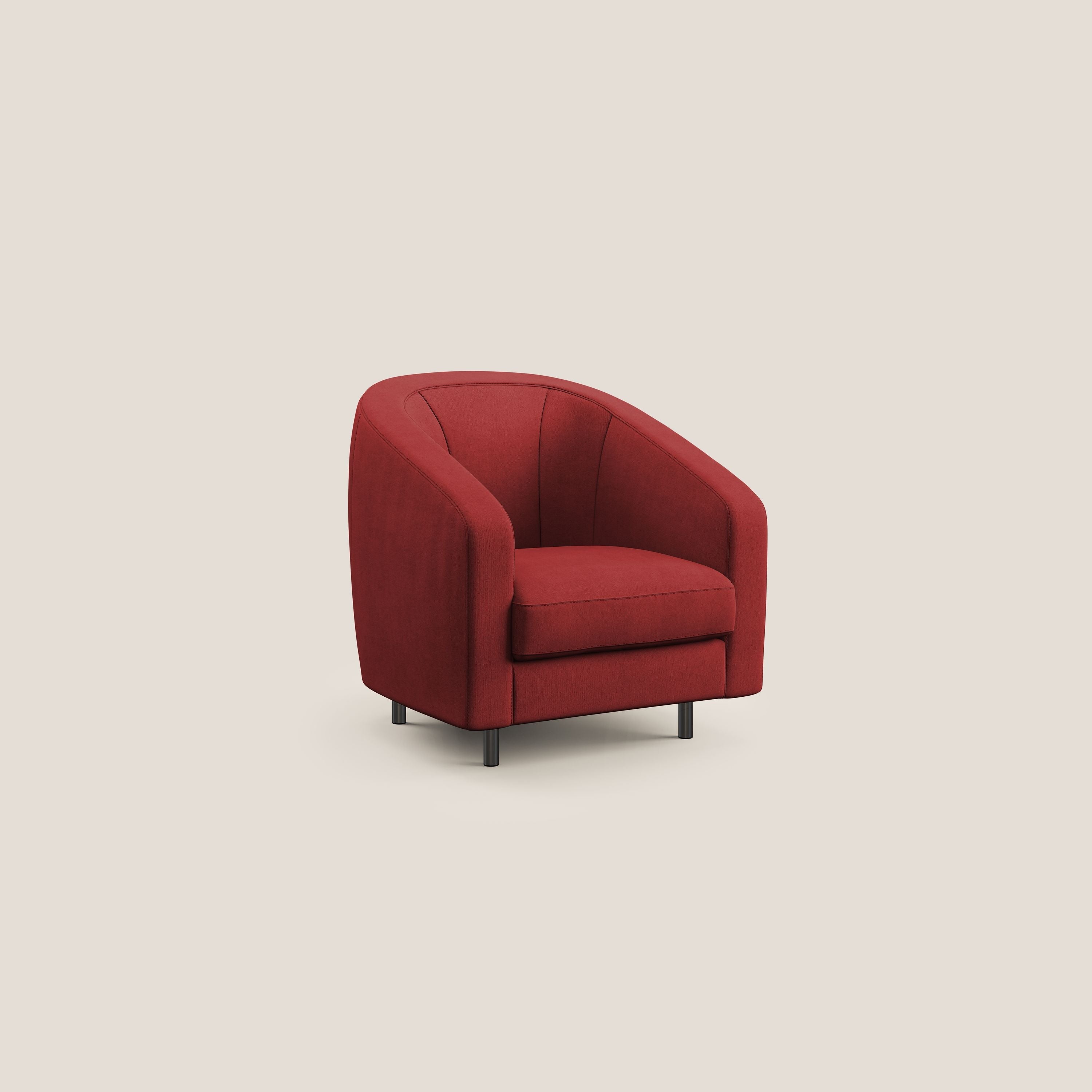 Pandora Poltroncina in tessuto morbido impermeabile T02 rosso - divani.store