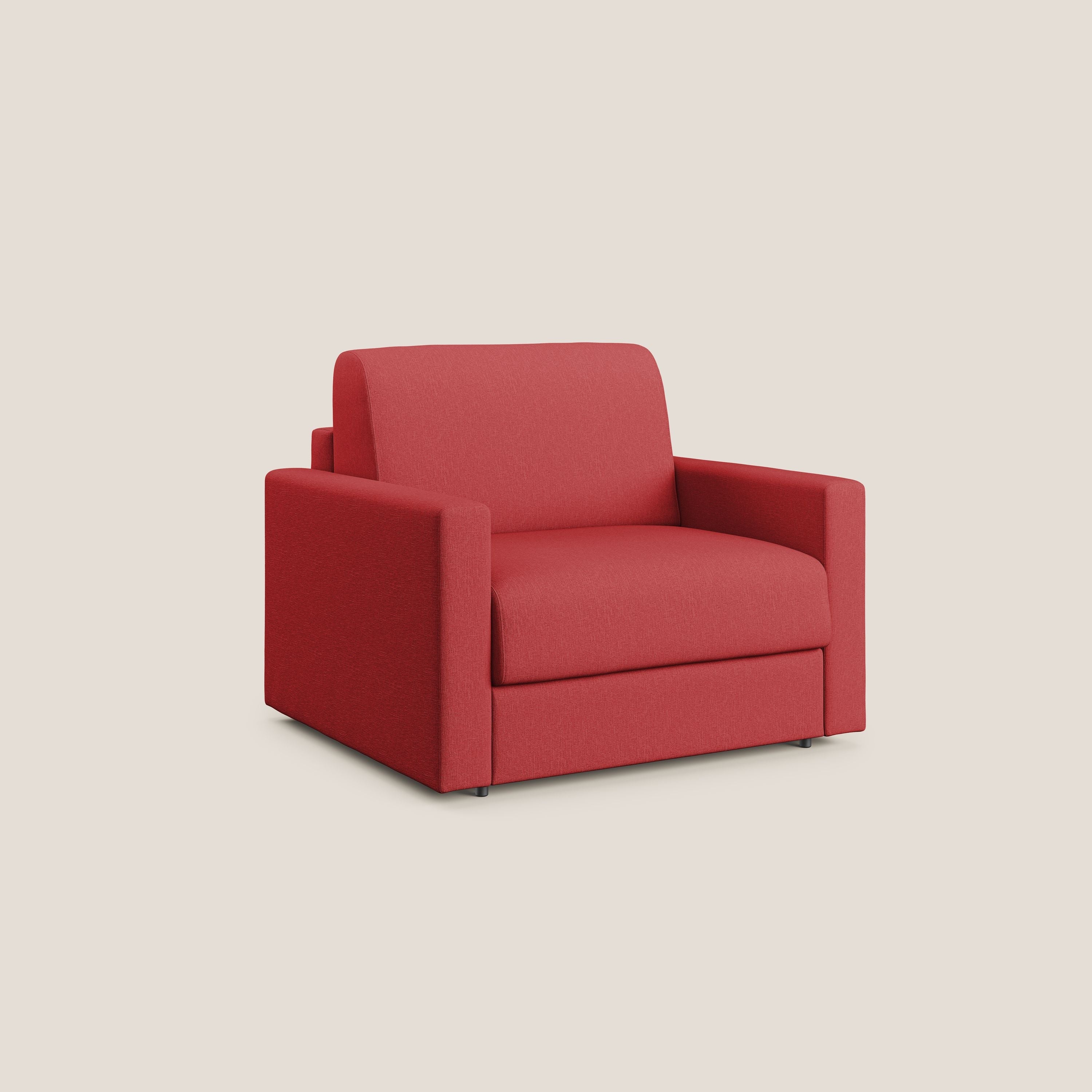 Chris poltrona letto in tessuto impermeabile T13 rosso - divani.store