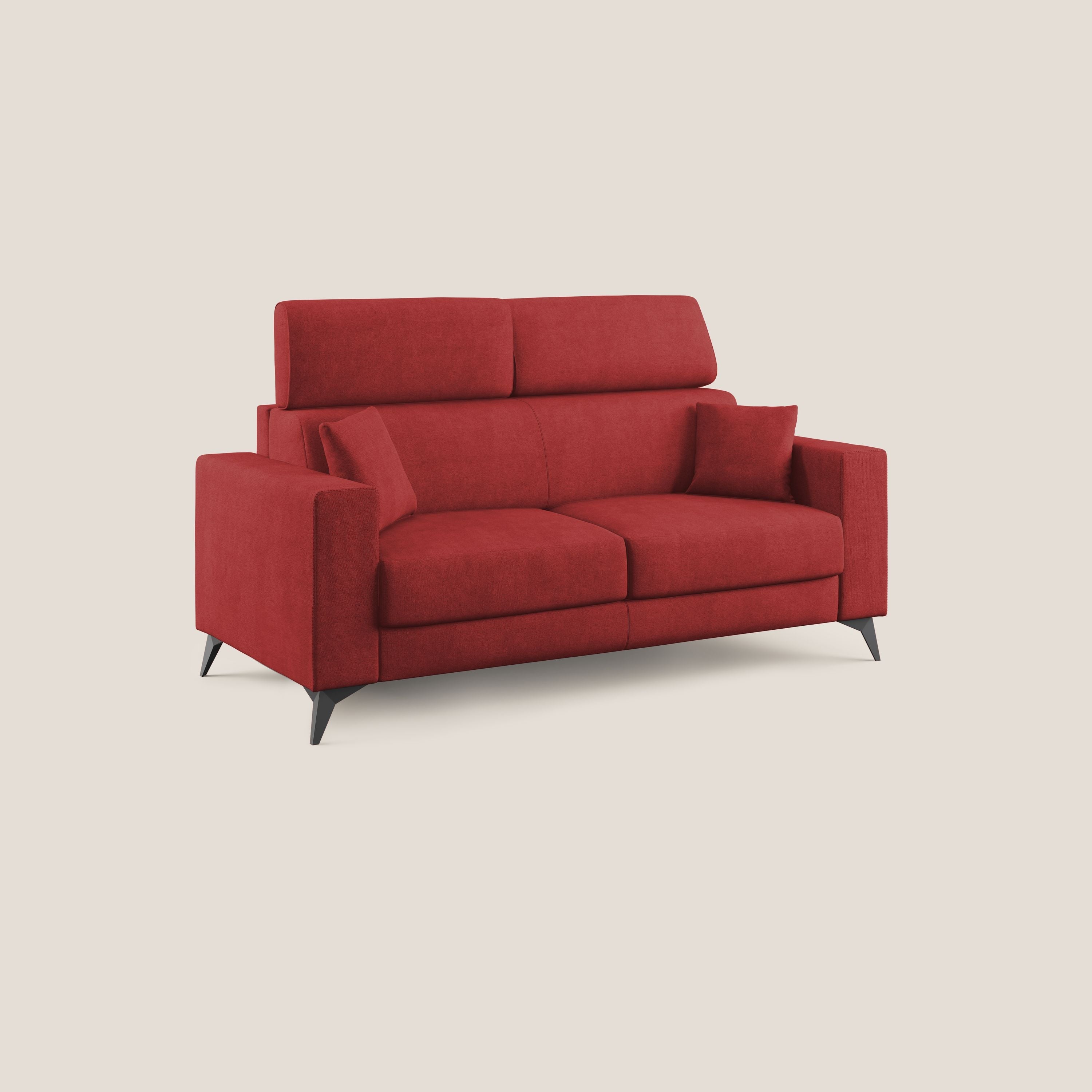 Pegaso divano letto con poggiatesta reclinabili e rivestimento T02 rosso - divani.store