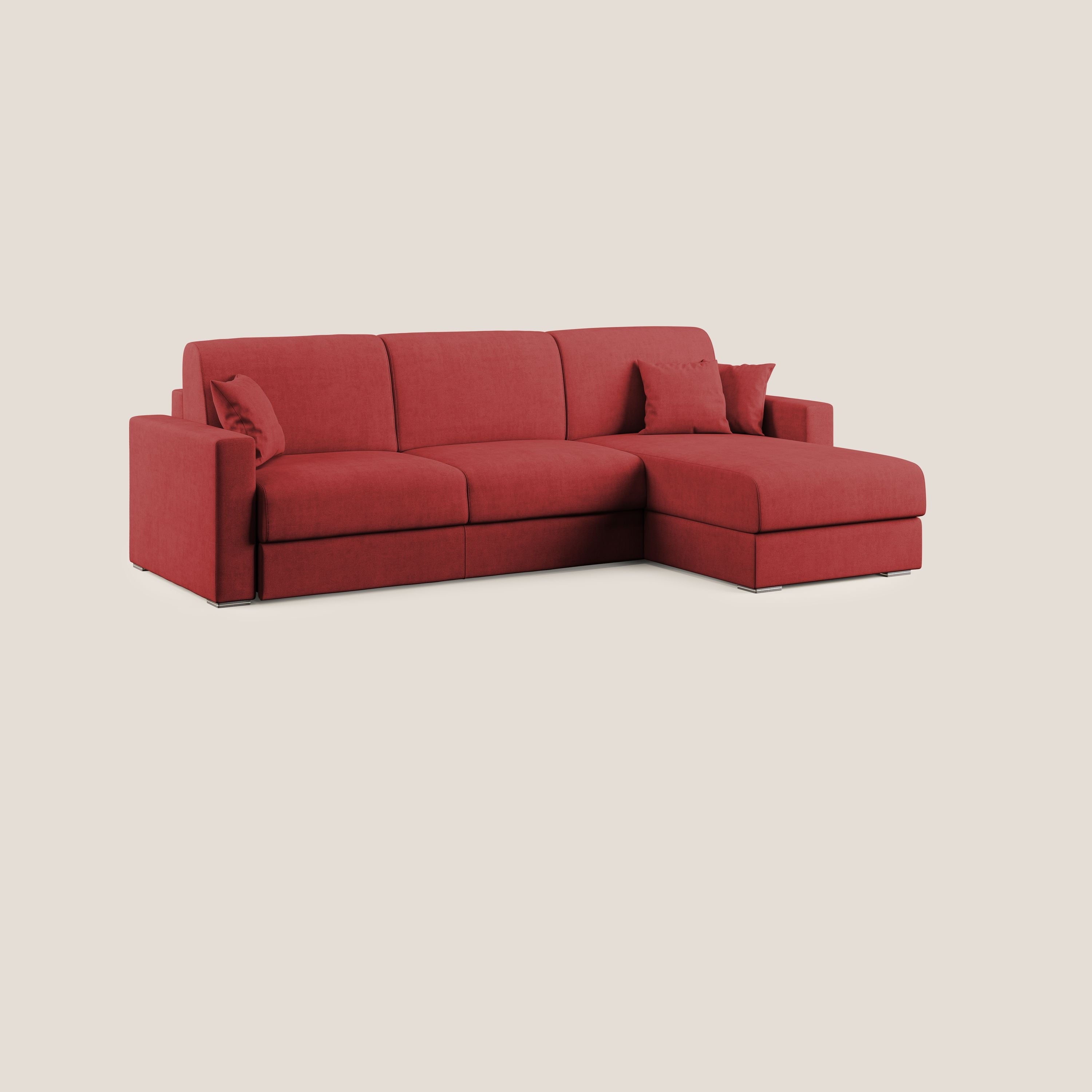 Best Divano letto angolare in tessuto impermeabile T02 rosso - divani.store