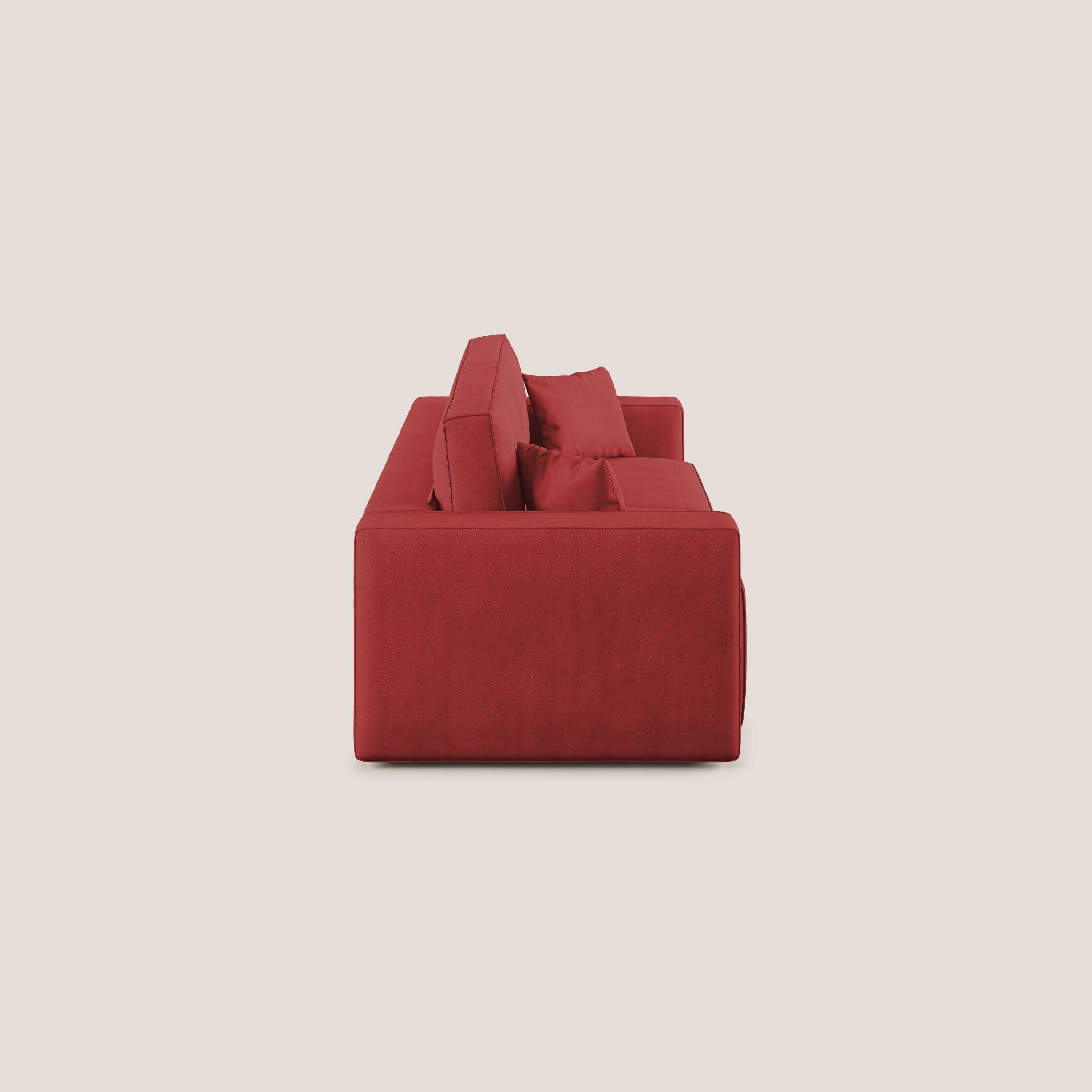 Morfeo divano con sedute estraibili in morbido tessuto impermeabile T02 rosso - divani.store