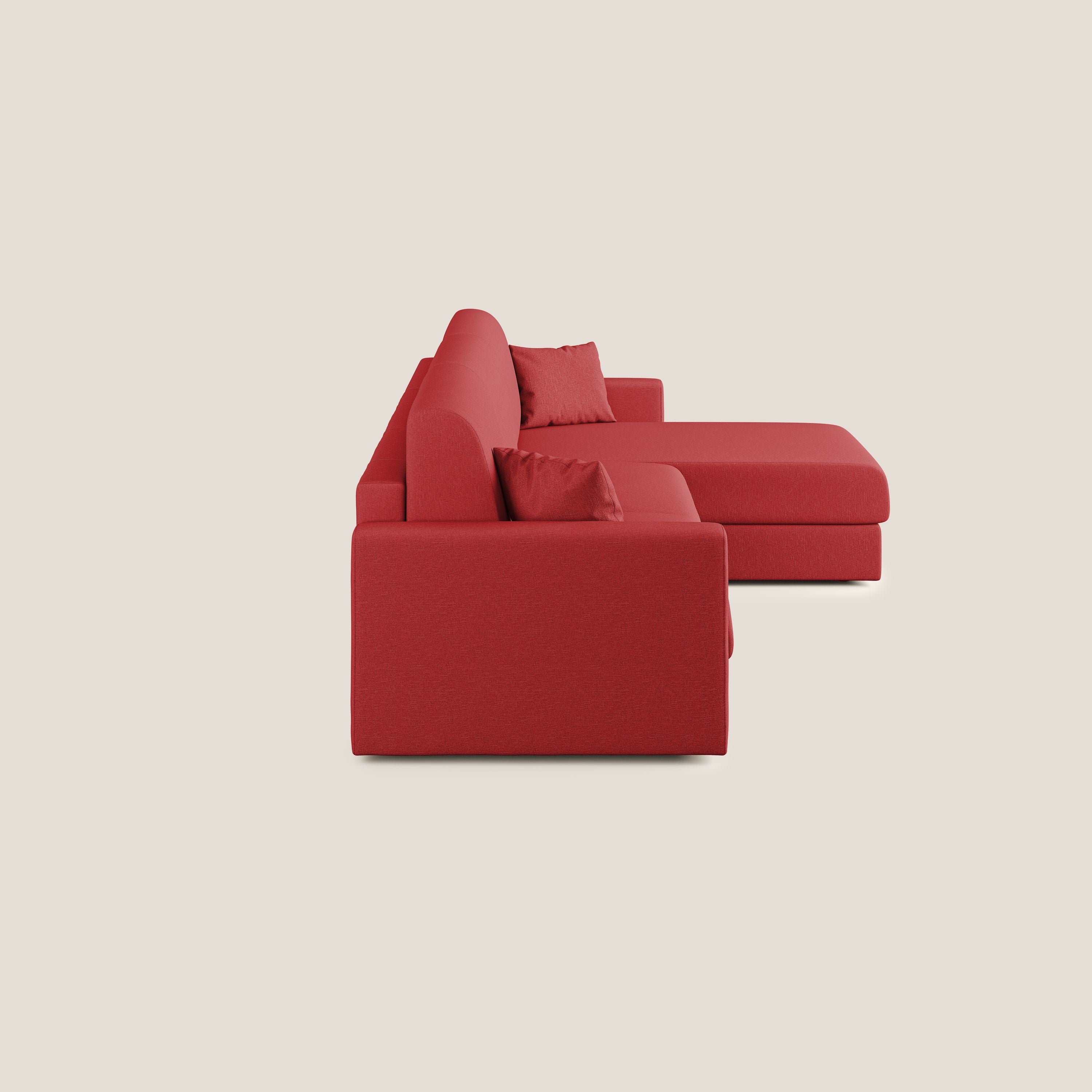 Chris Divano letto angolare 5 posti in tessuto impermeabile T13 rosso - divani.store