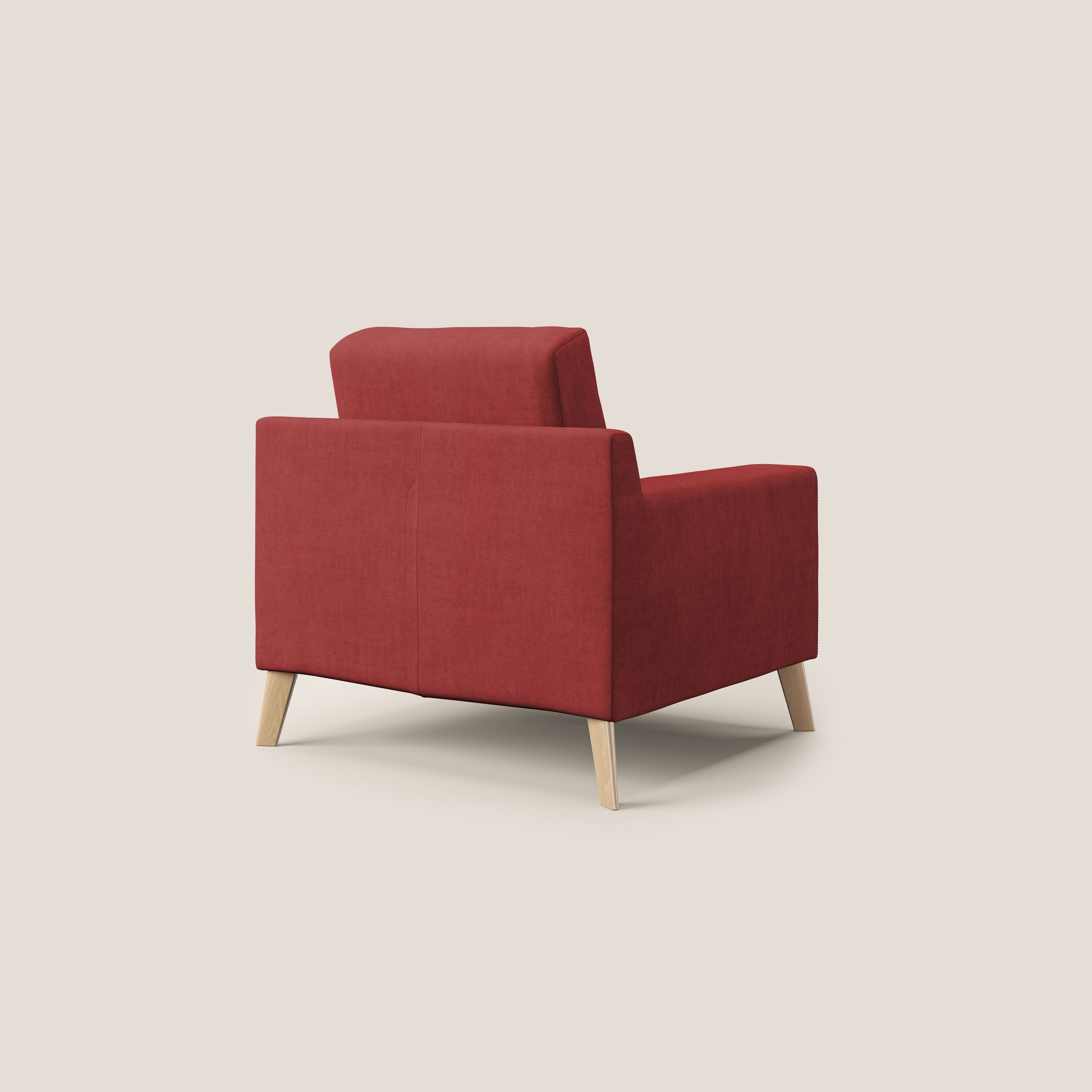Danish poltroncina in tessuto morbido impermeabile T02 rosso - divani.store