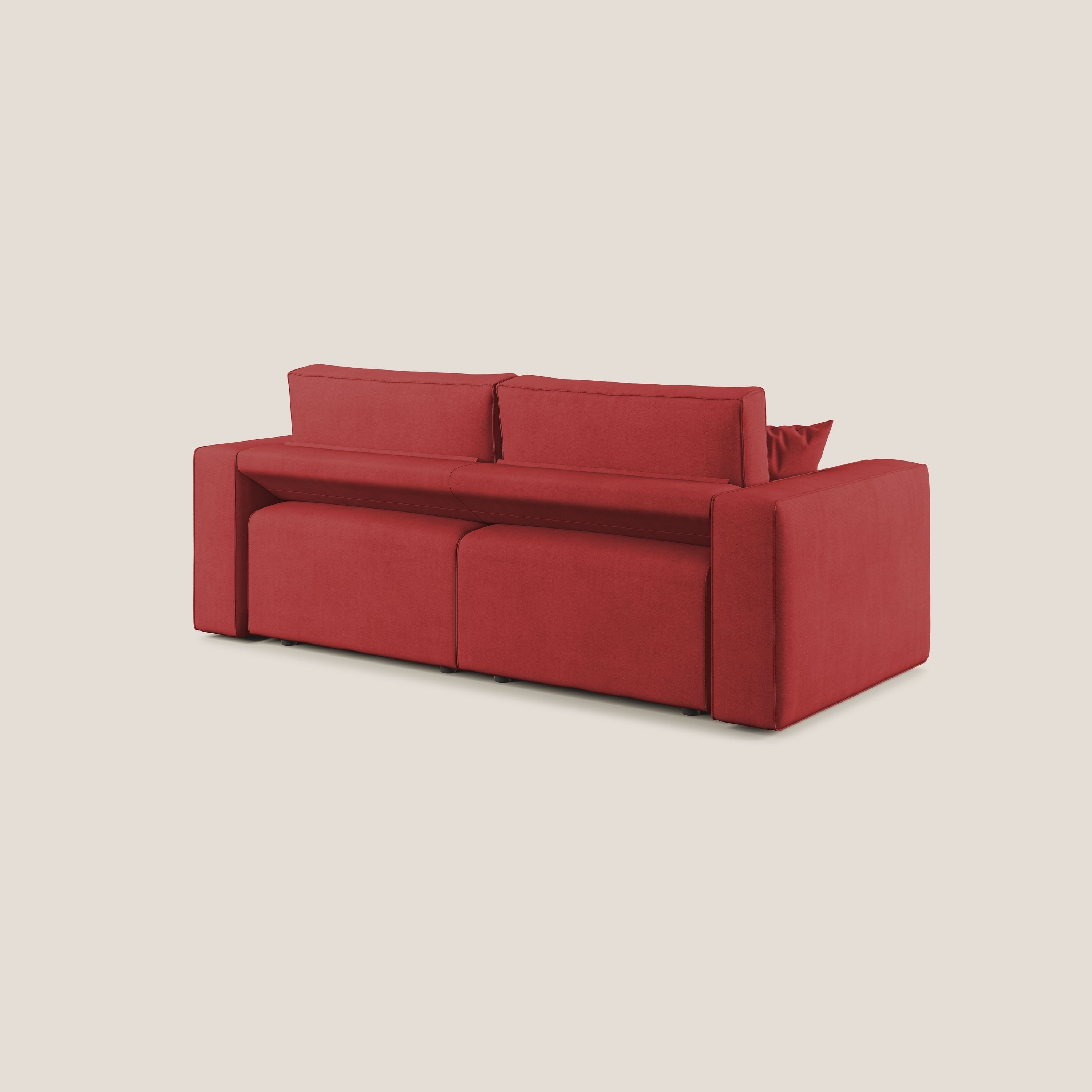 Morfeo divano con sedute estraibili in morbido tessuto impermeabile T02 rosso - divani.store