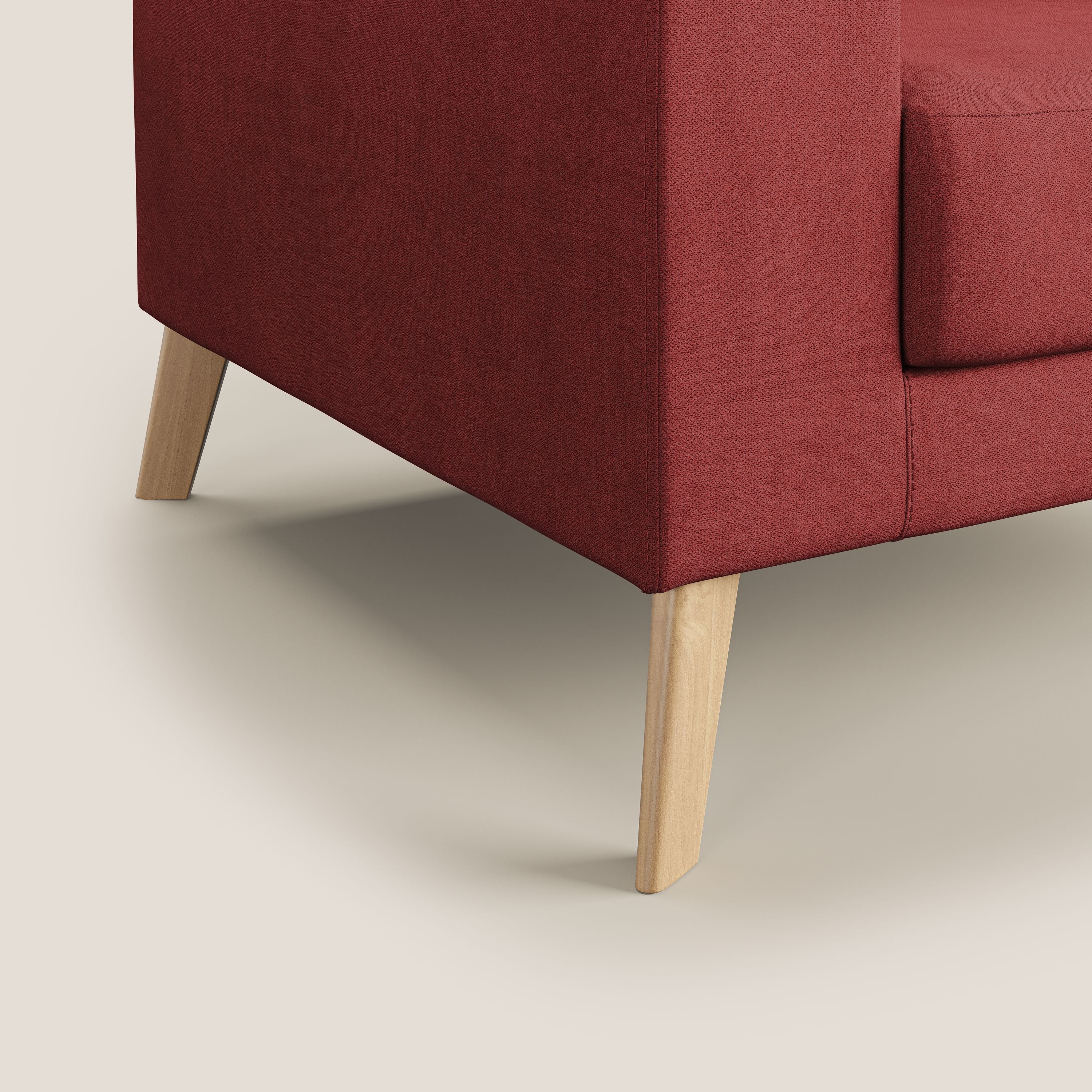 Danish poltroncina in tessuto morbido impermeabile T02 rosso - divani.store