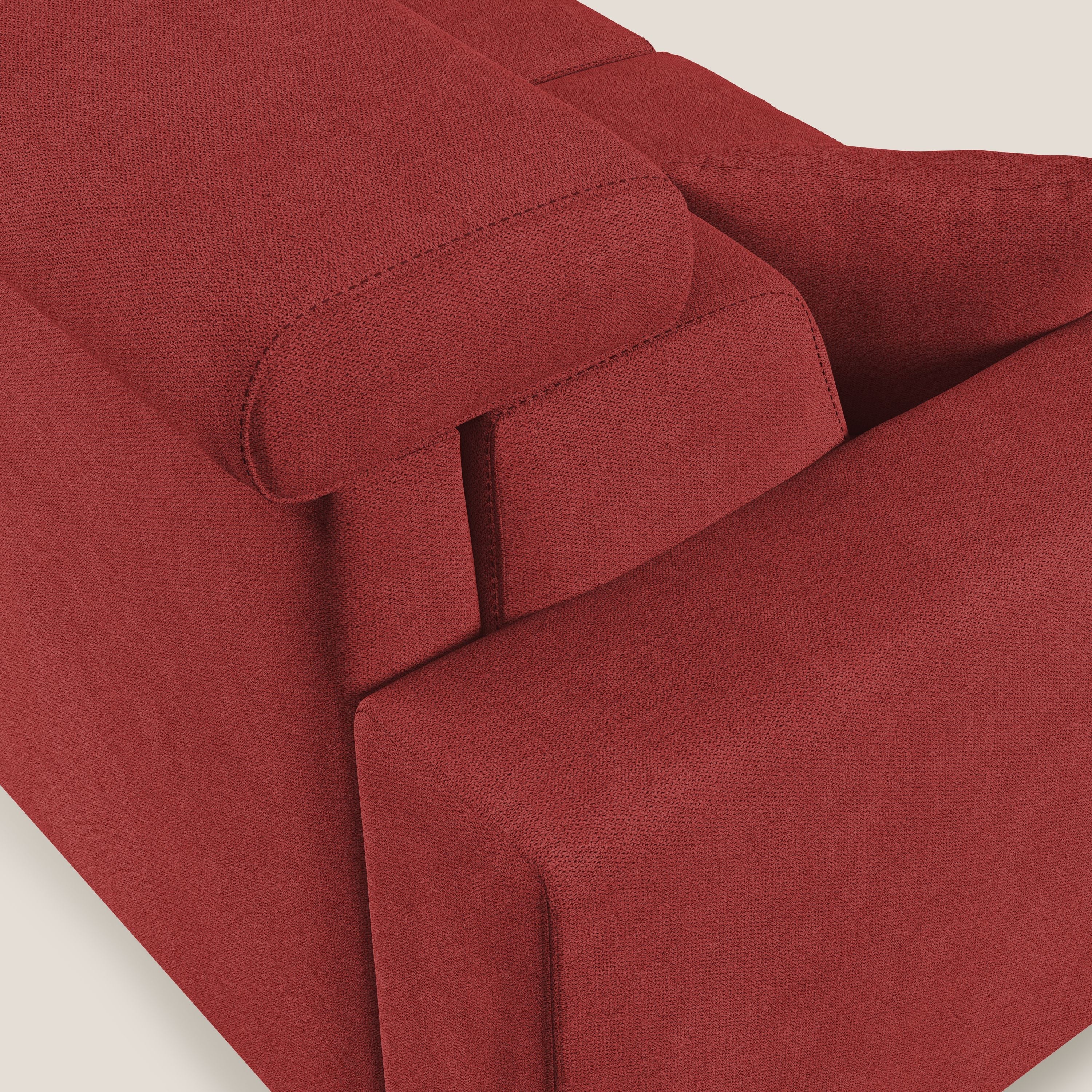 Pegaso divano letto angolare con poggiatesta reclinabili e rivestimento impermeabile T02 rosso - divani.store