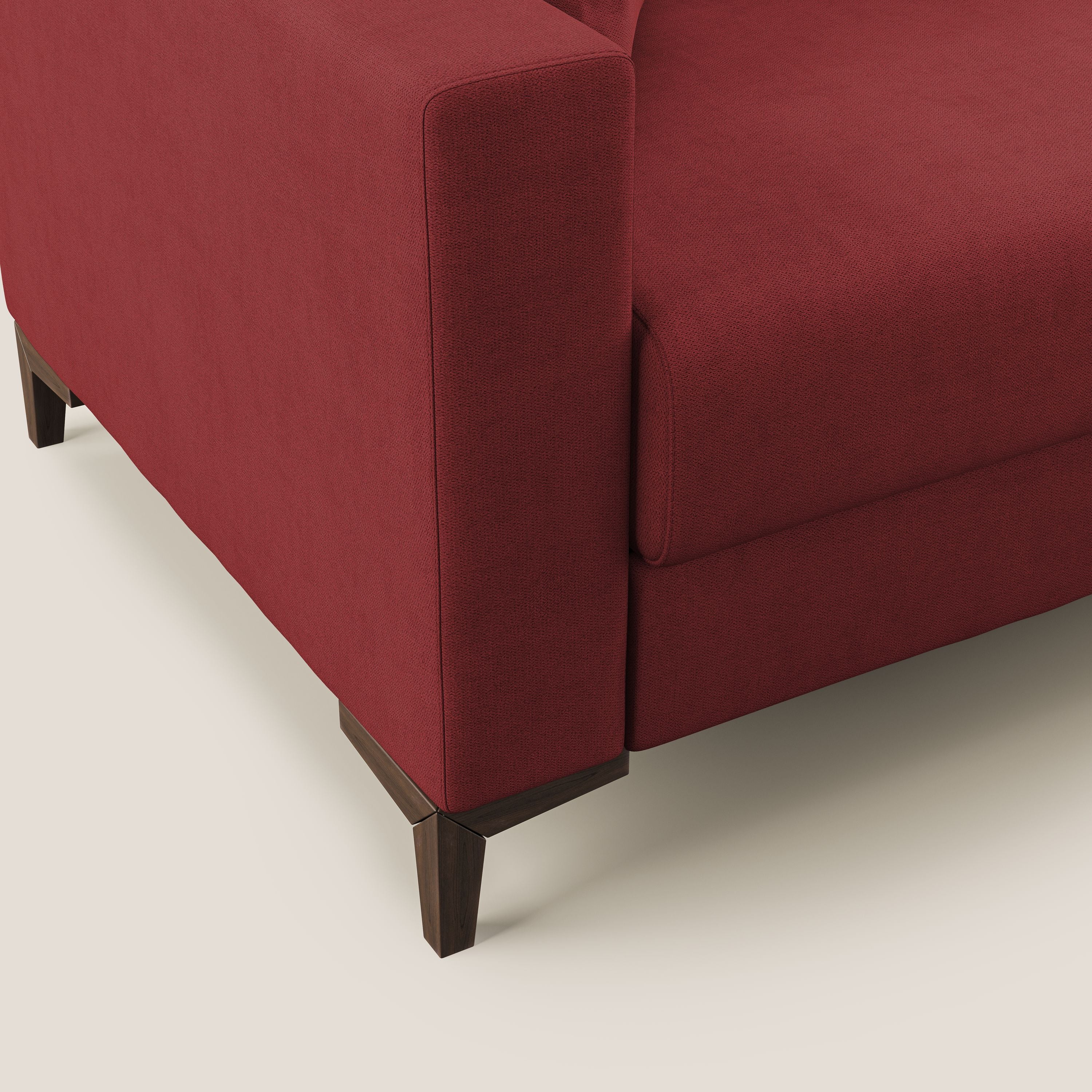 Kafka divano letto matrimoniale in morbido tessuto impermeabile T02 rosso - divani.store