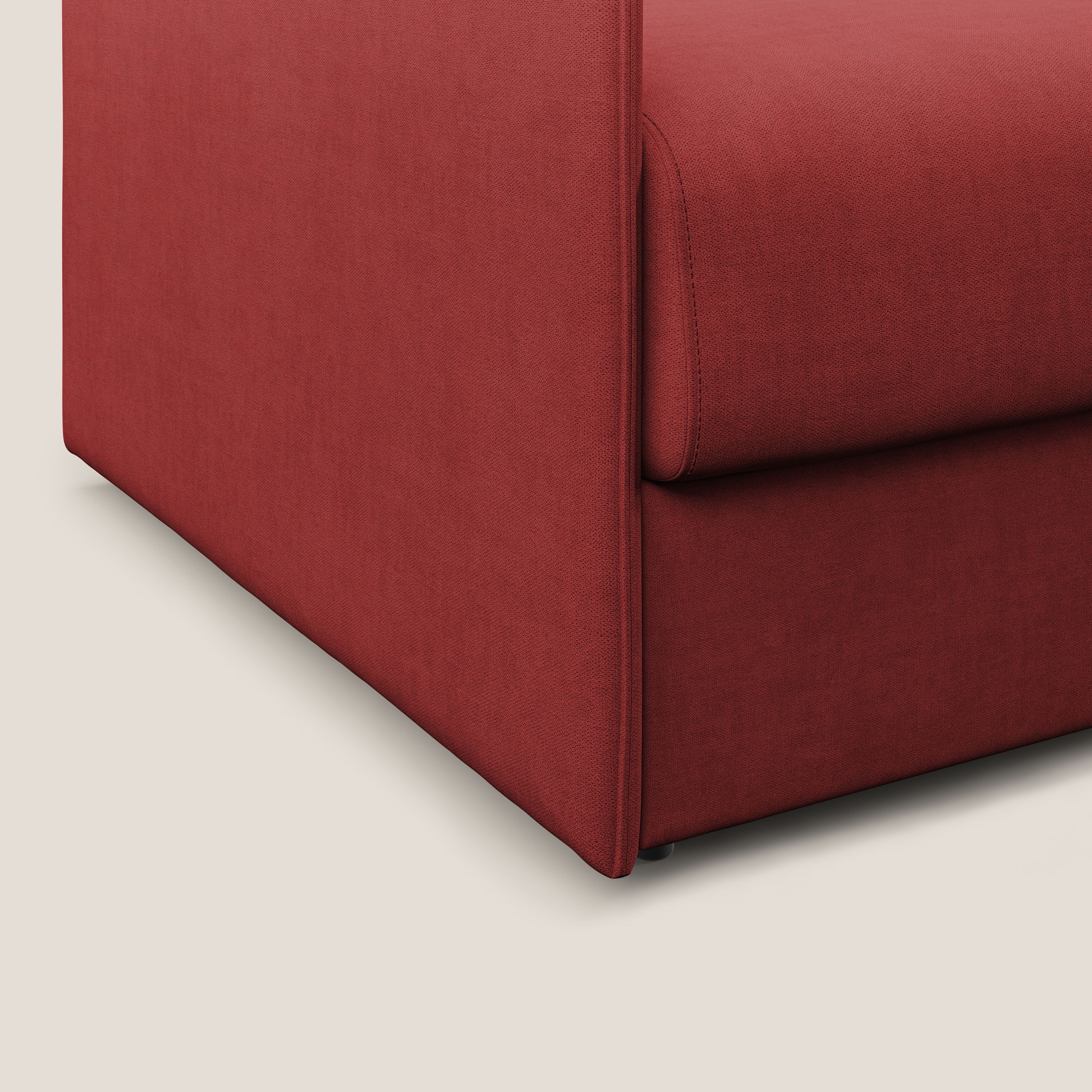 Evans poltrona letto in morbido tessuto impermeabile T02 rosso - divani.store