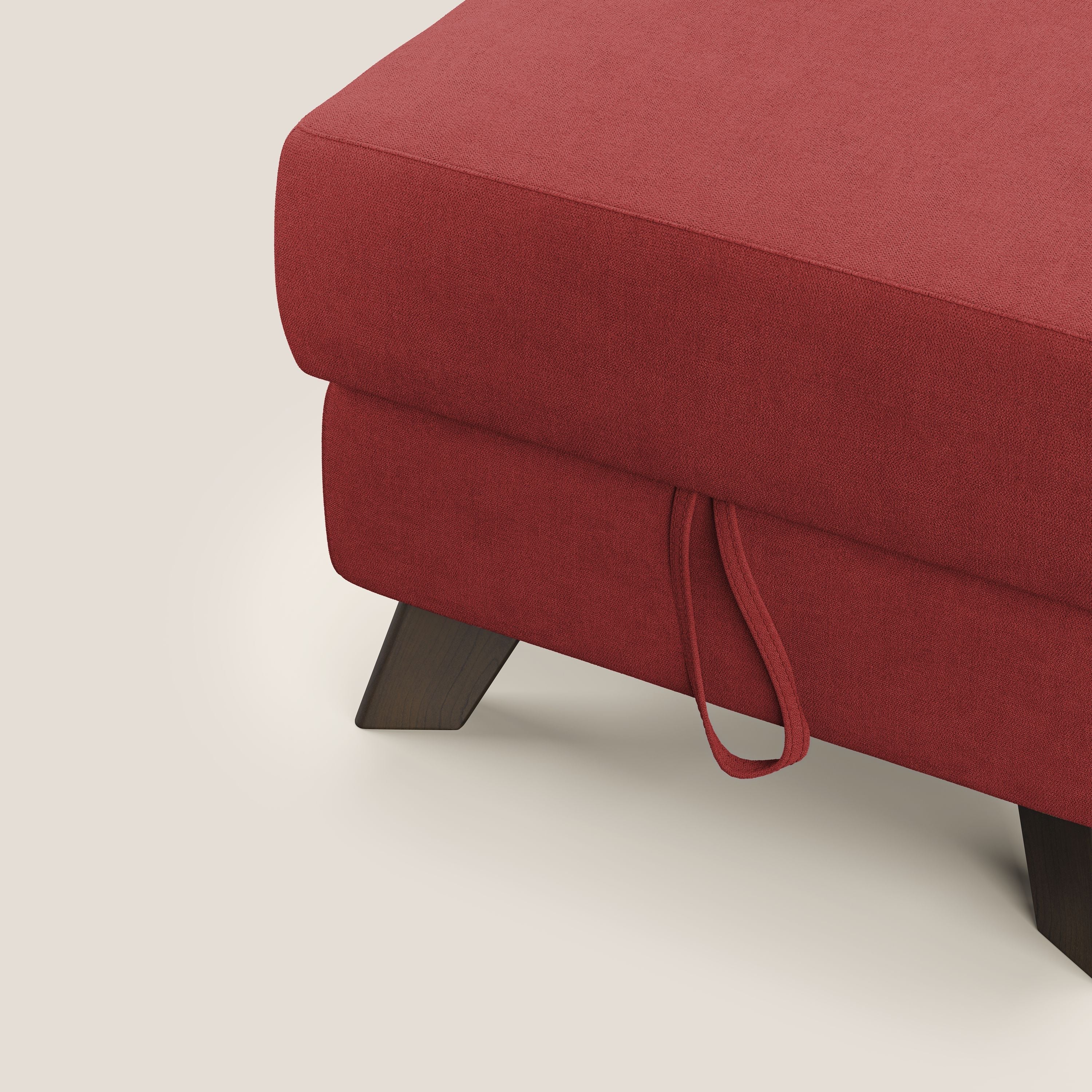 Moon Pouf contenitore e piedini alti in tessuto morbido impermeabile T02 rosso - divani.store