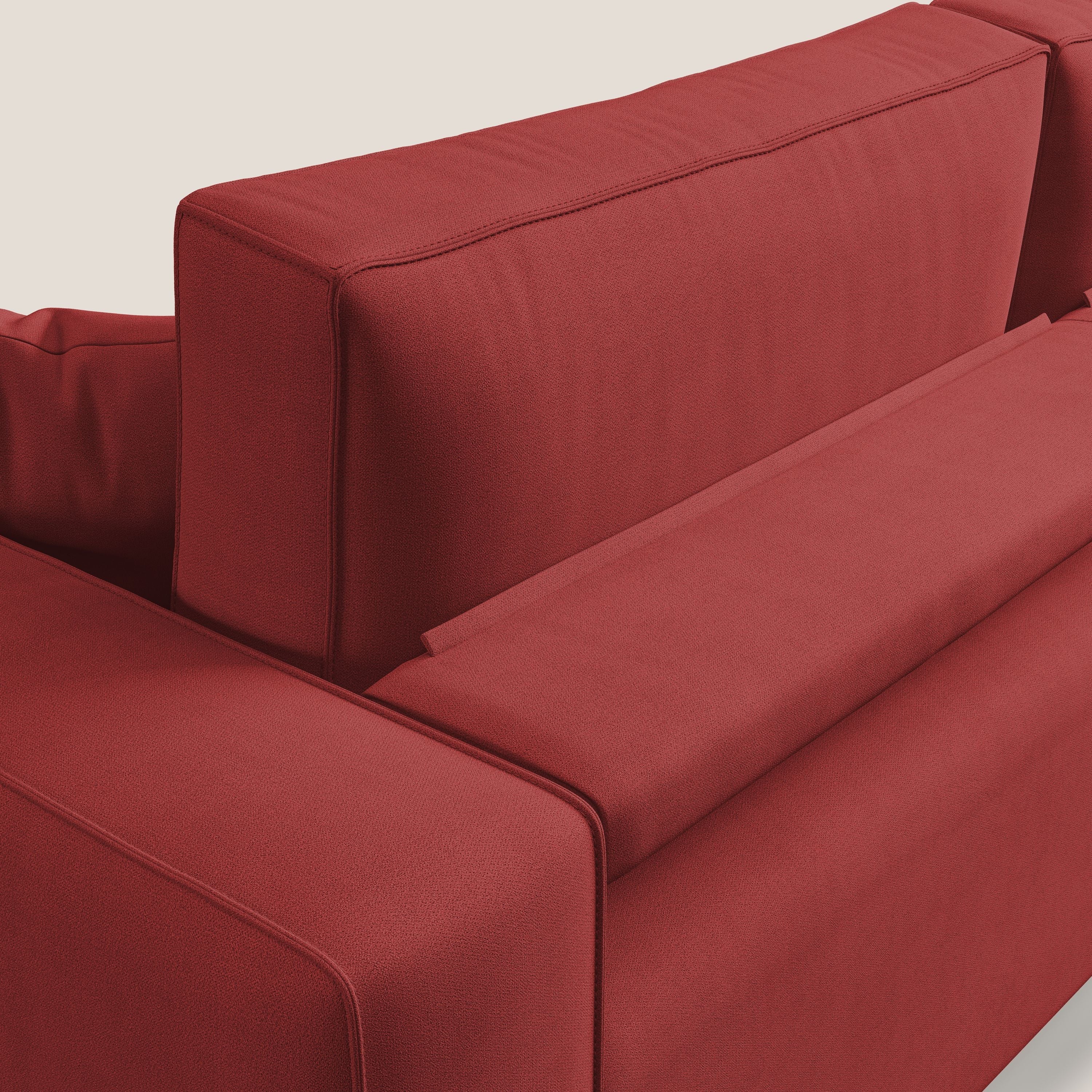 Morfeo divano con sedute estraibili in morbido tessuto impermeabile T02 rosso - divani.store