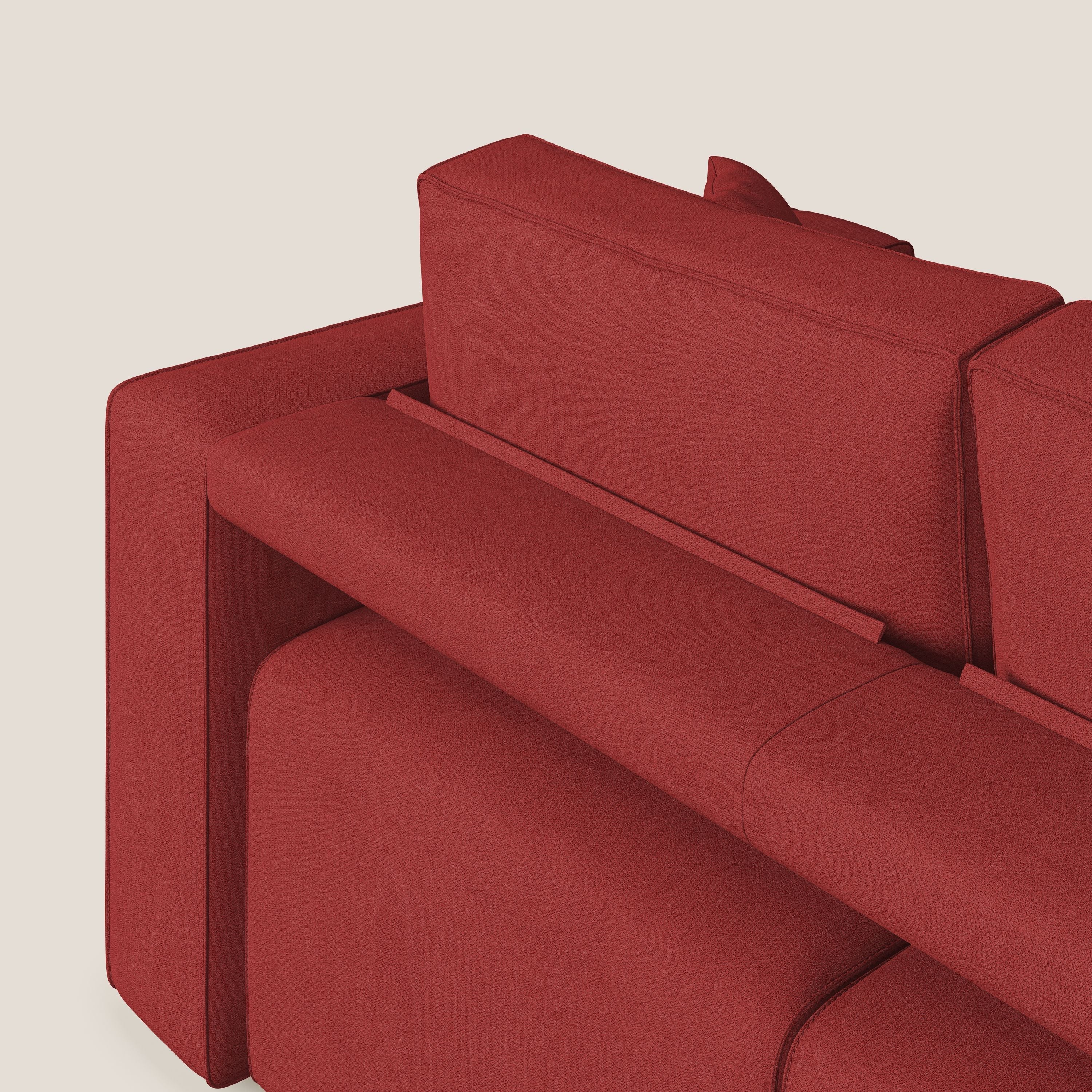 Morfeo divano con 3 sedute estraibili in morbido tessuto impermeabile T02 rosso - divani.store