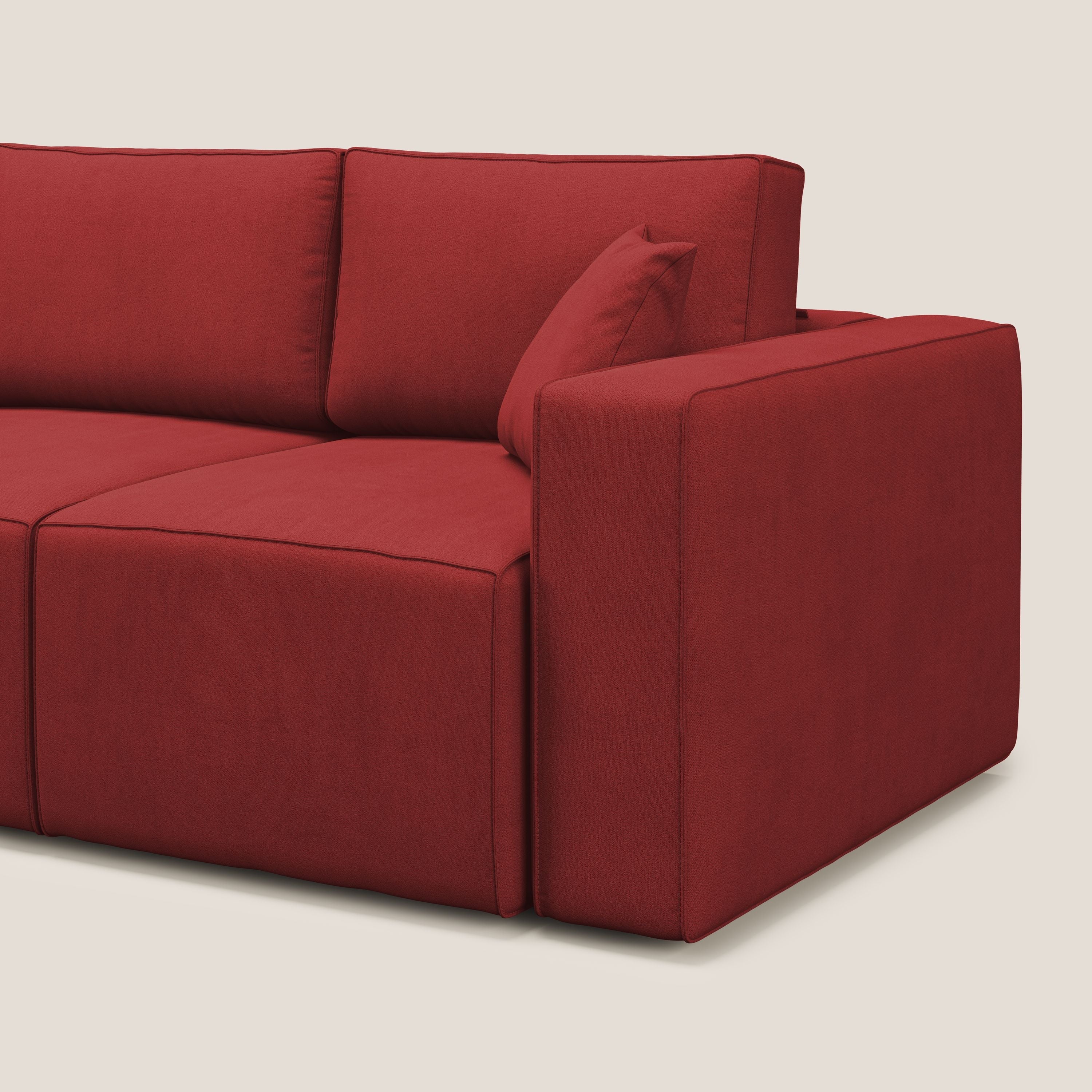 Morfeo divano con 3 sedute estraibili in morbido tessuto impermeabile T02 rosso - divani.store