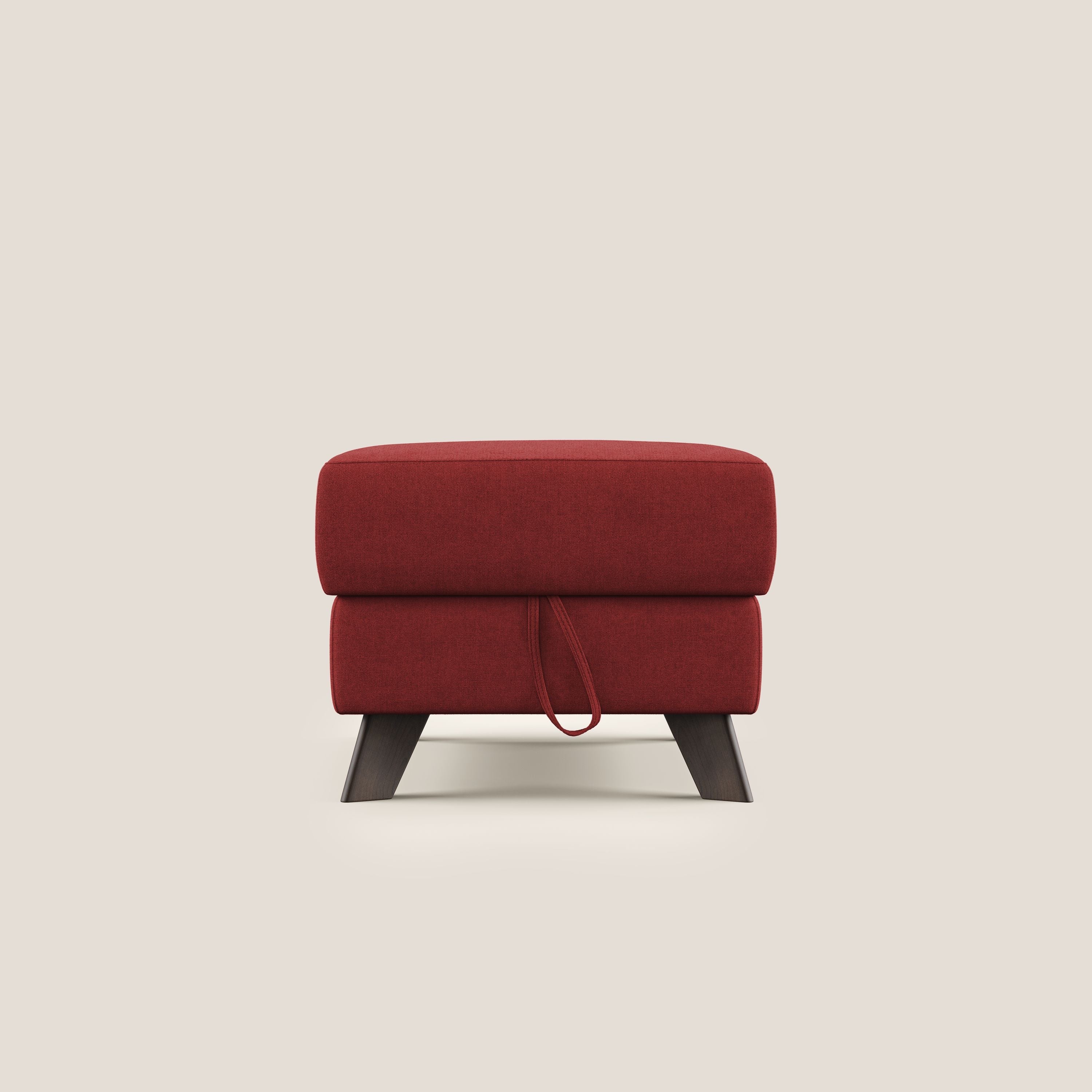 Moon Pouf contenitore e piedini alti in tessuto morbido impermeabile T02 rosso - divani.store