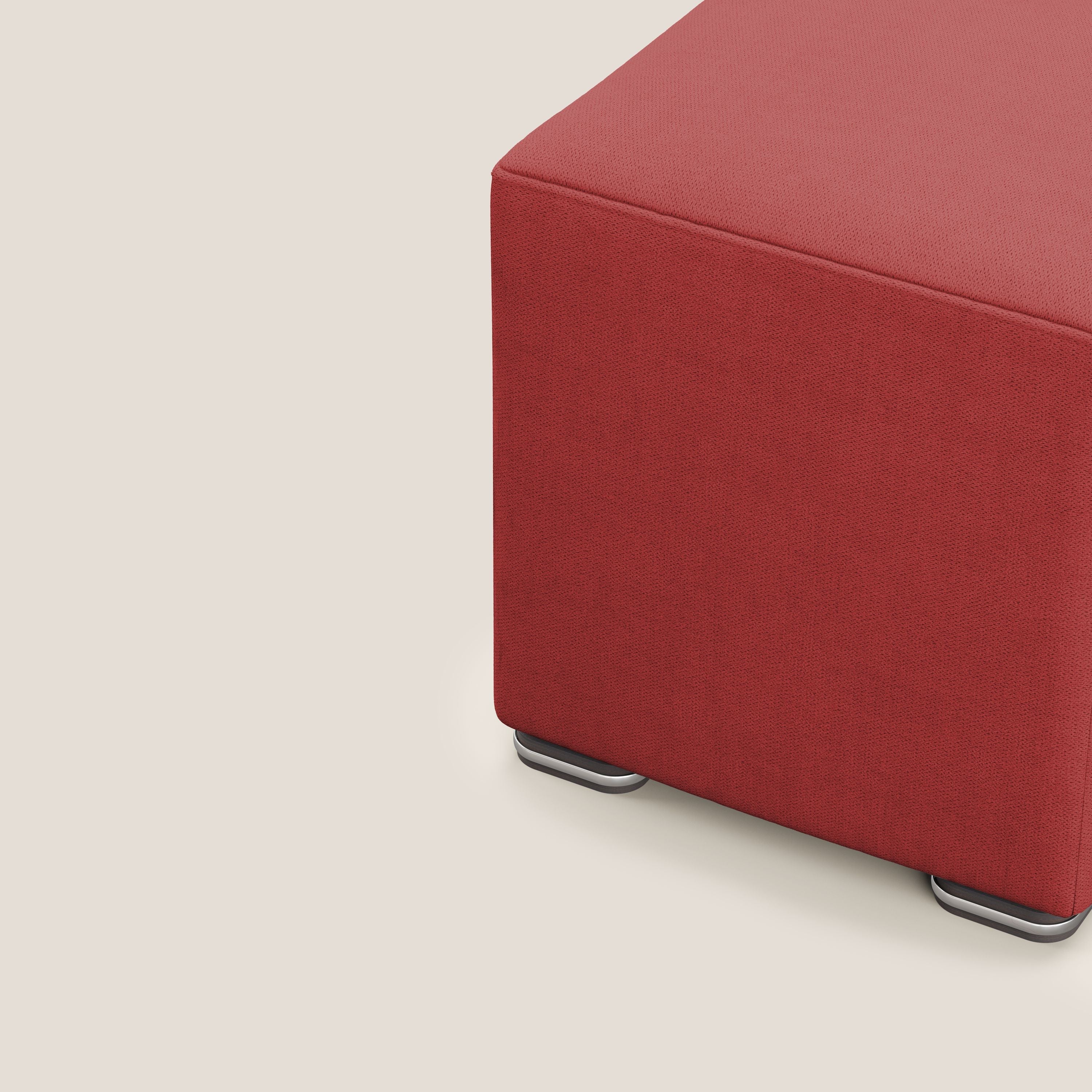 Cube pouf in tessuto morbido impermeabile T02 rosso - divani.store