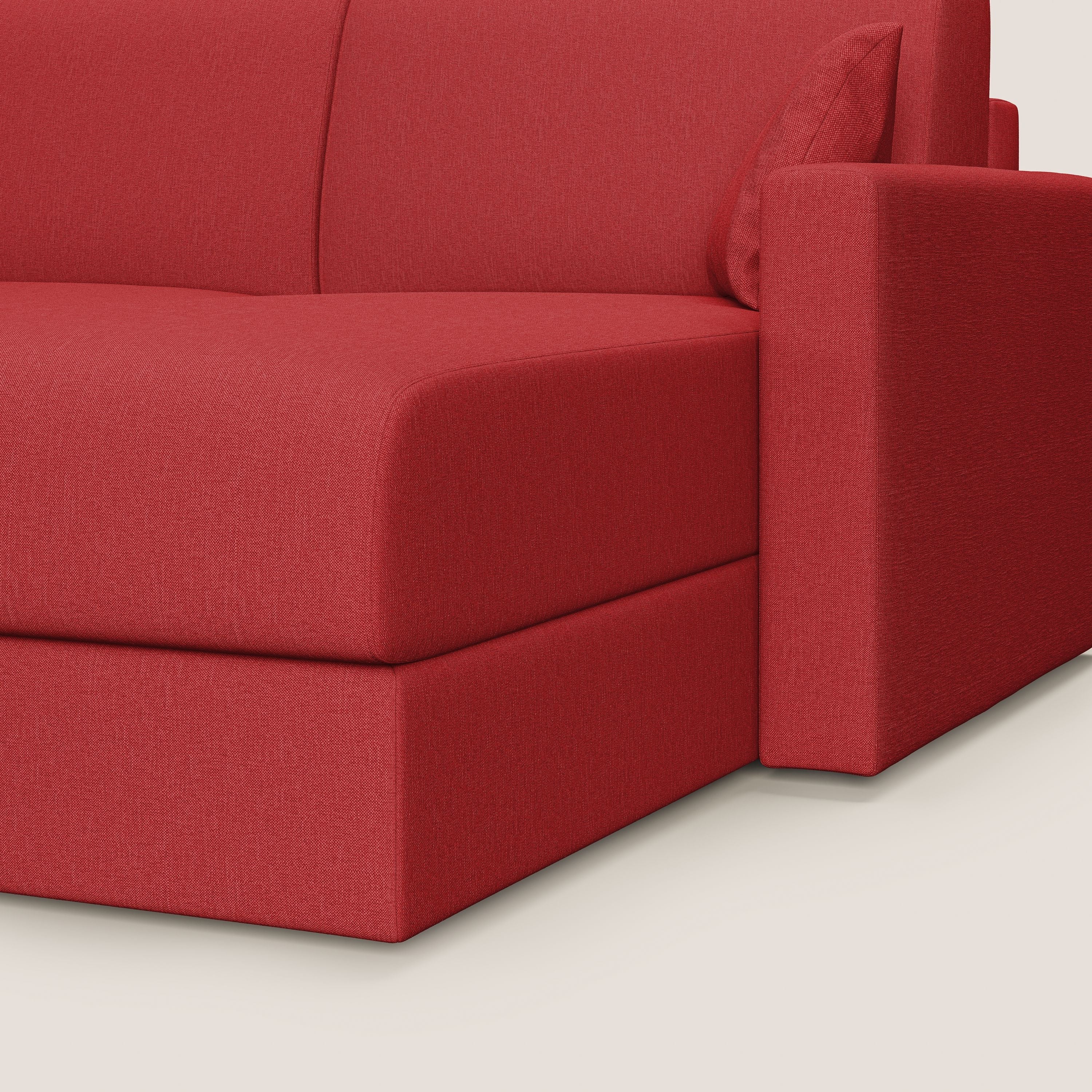 Chris Divano letto angolare 5 posti in tessuto impermeabile T13 rosso - divani.store