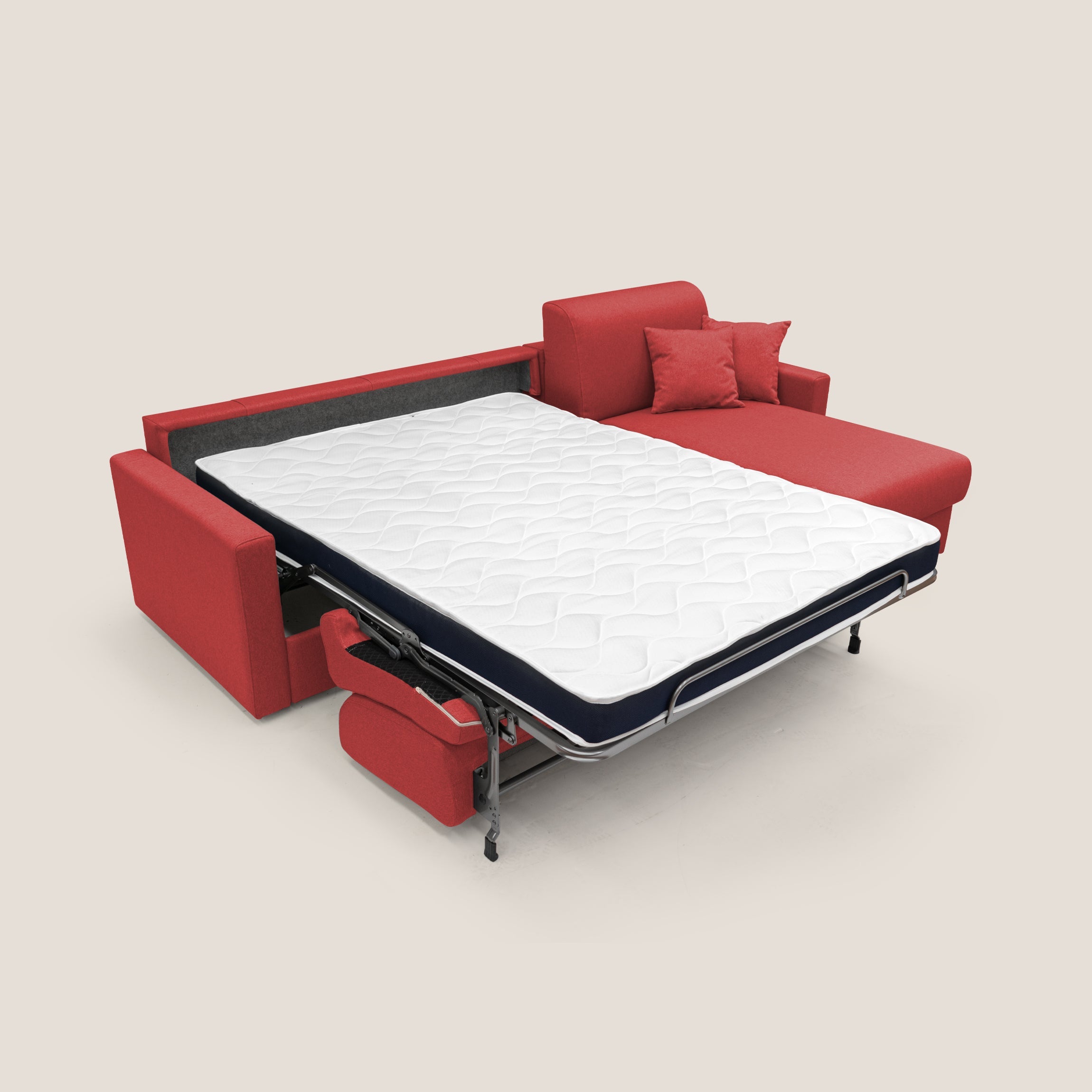 Chris Divano letto angolare 5 posti in tessuto impermeabile T13 rosso - divani.store