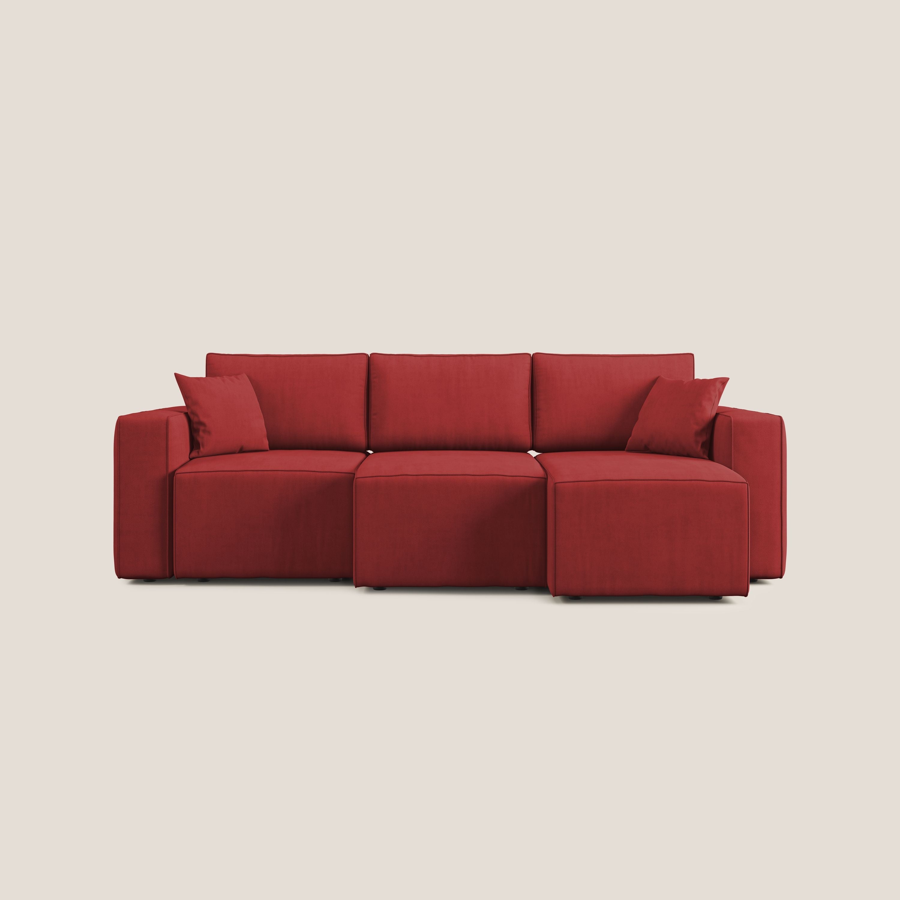 Morfeo divano con 3 sedute estraibili in morbido tessuto impermeabile T02 rosso - divani.store
