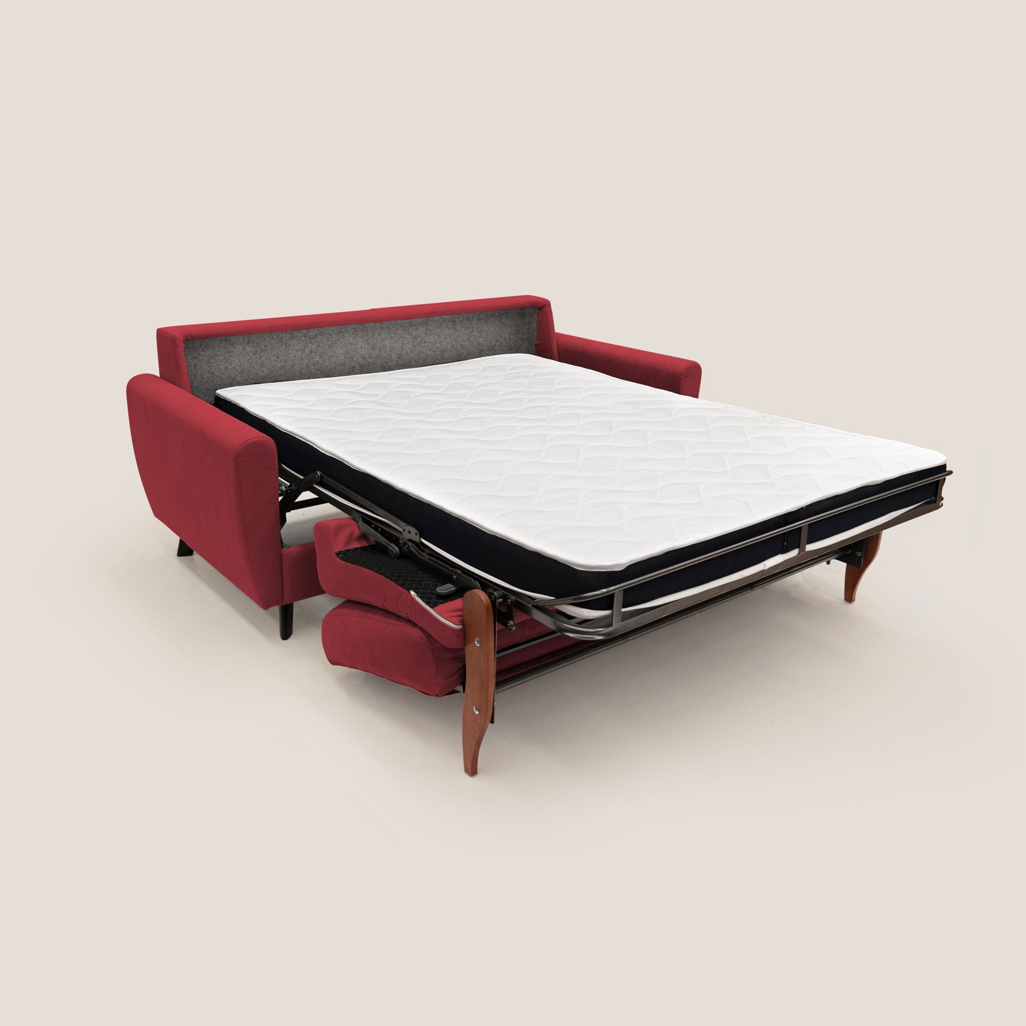 Callisto Divano letto matrimoniale in tessuto morbido impermeabile T02 rosso - divani.store