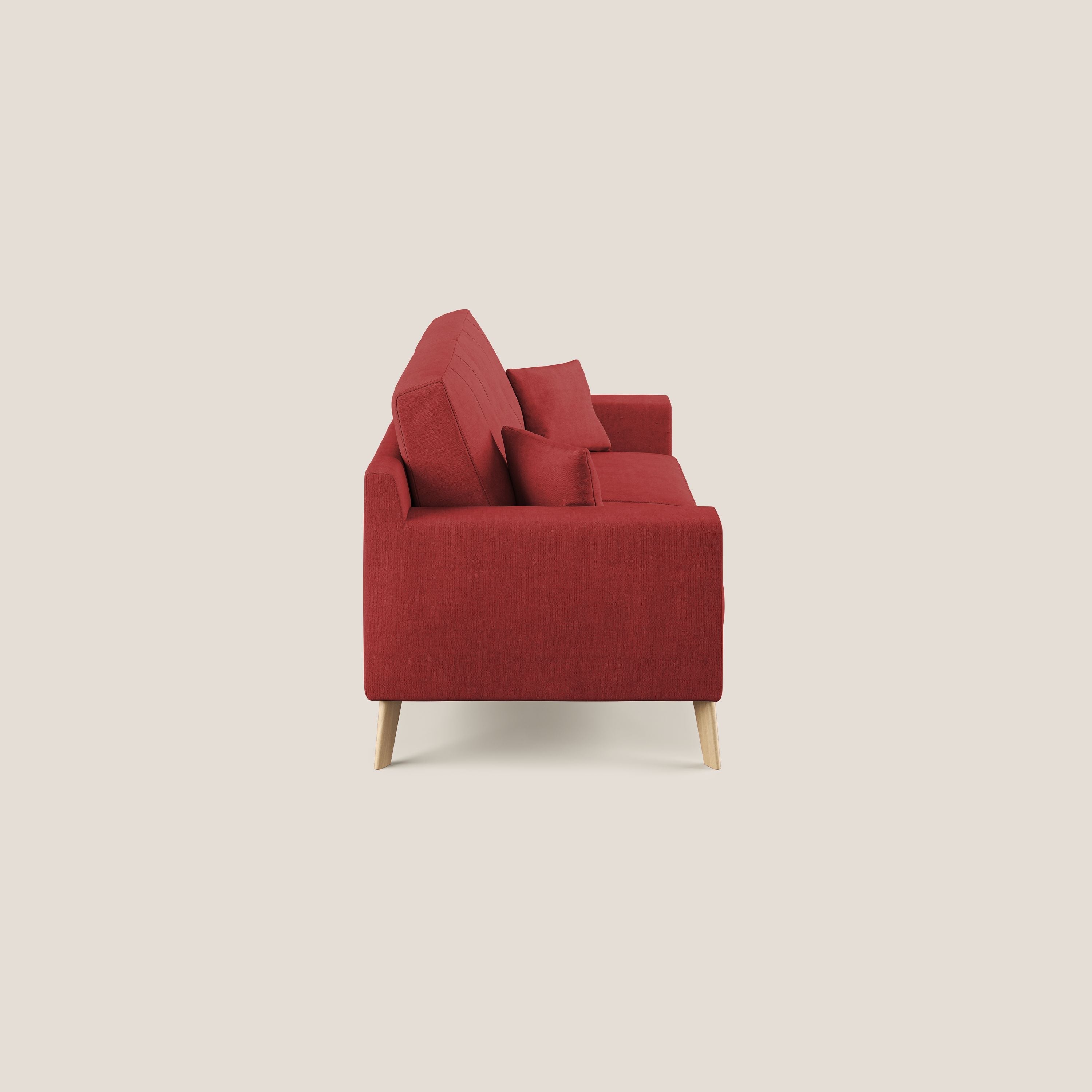 Danish divano moderno in tessuto morbido impermeabile T02 rosso - divani.store