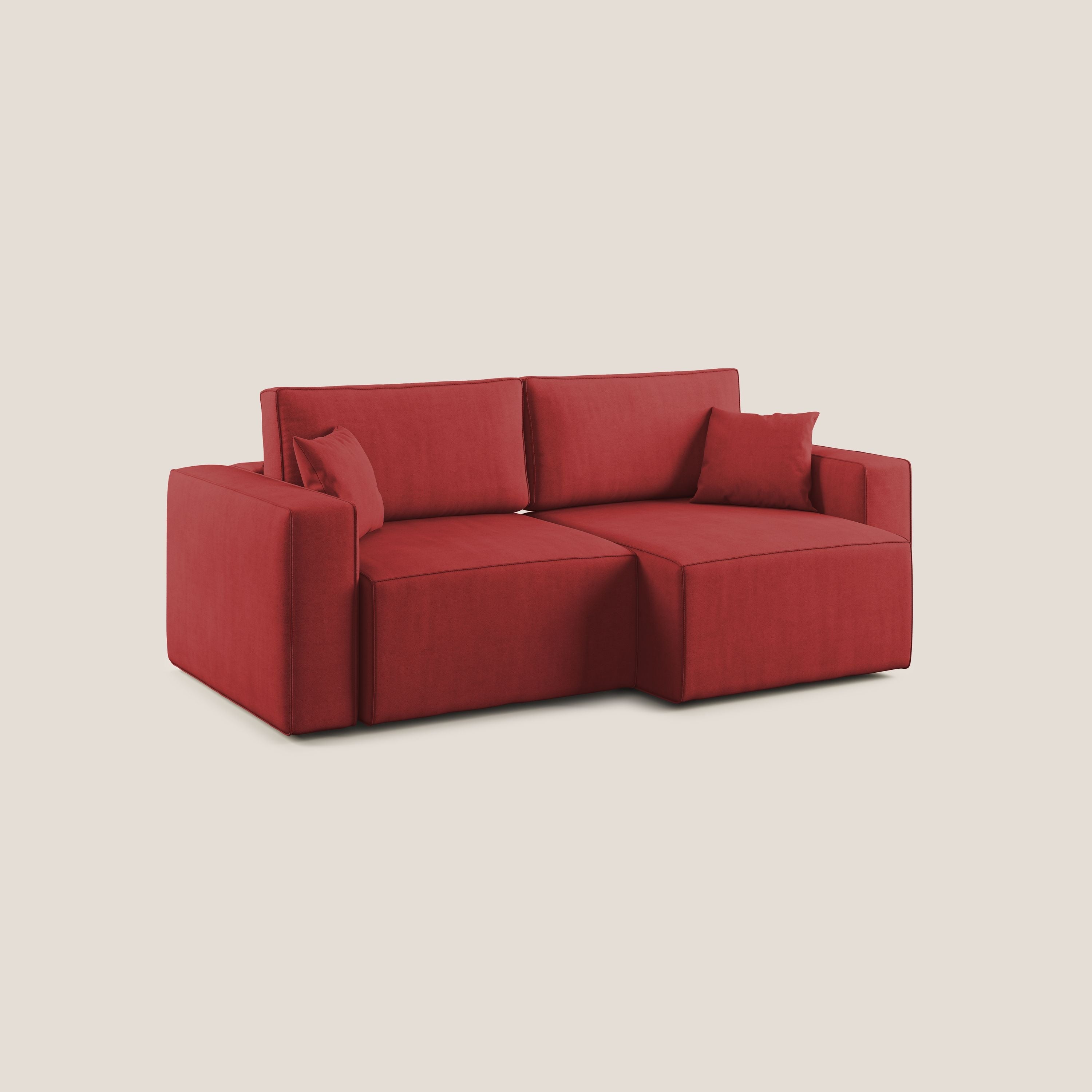 Morfeo divano con sedute estraibili in morbido tessuto impermeabile T02 rosso - divani.store