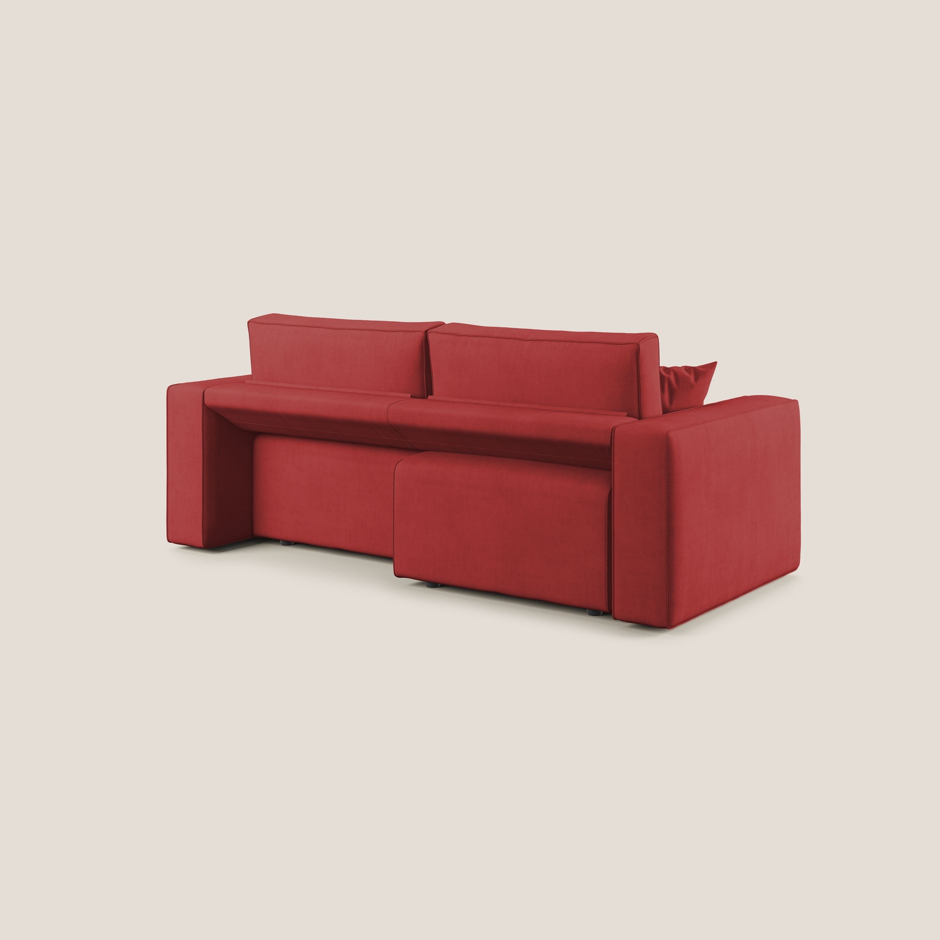 Morfeo divano con sedute estraibili in morbido tessuto impermeabile T02 rosso - divani.store