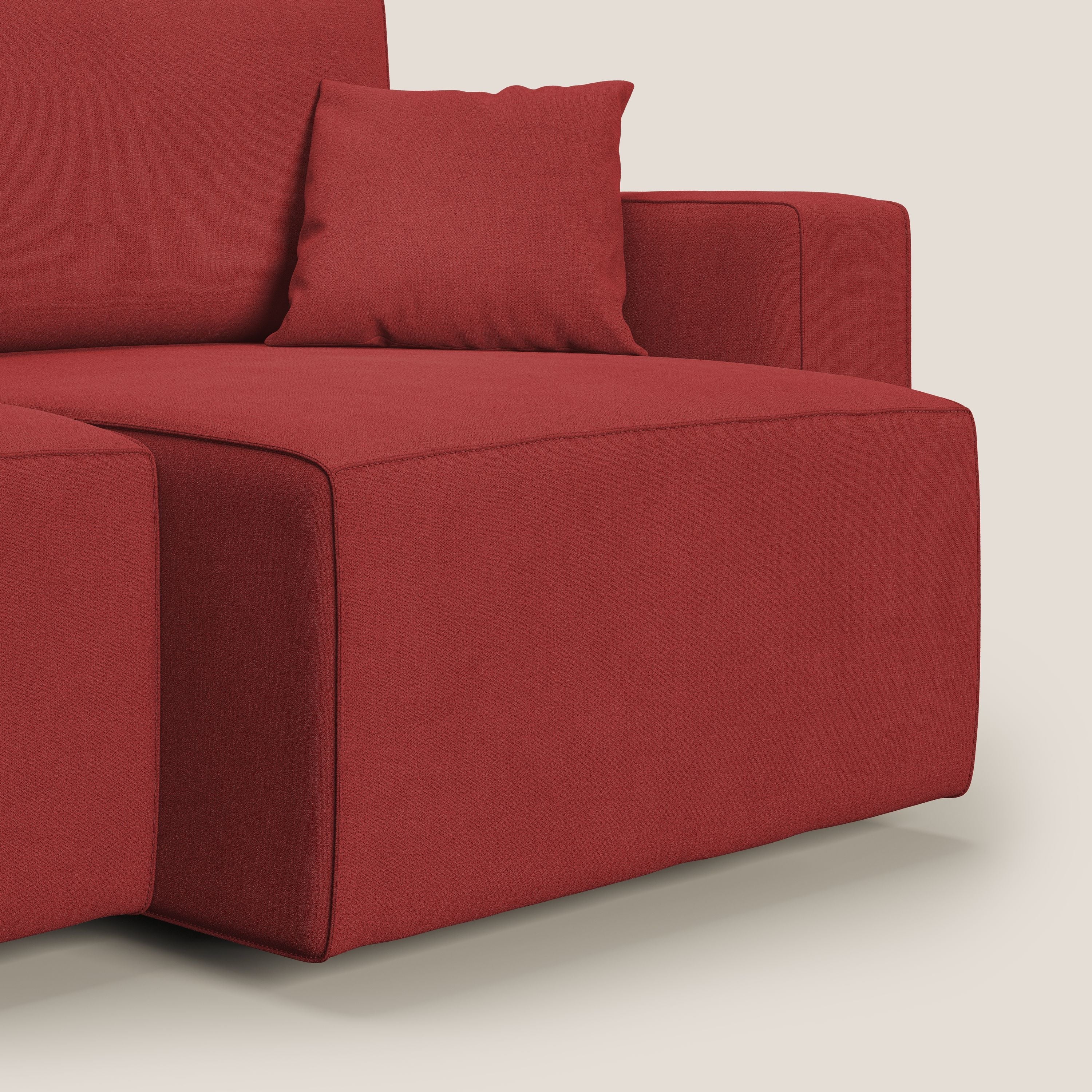 Morfeo divano con sedute estraibili in morbido tessuto impermeabile T02 rosso - divani.store