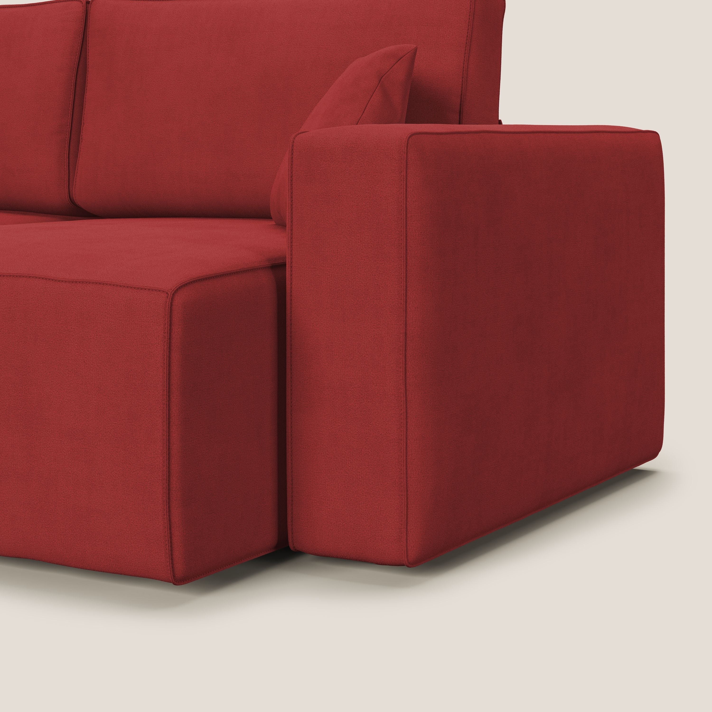 Morfeo divano con sedute estraibili in morbido tessuto impermeabile T02 rosso - divani.store