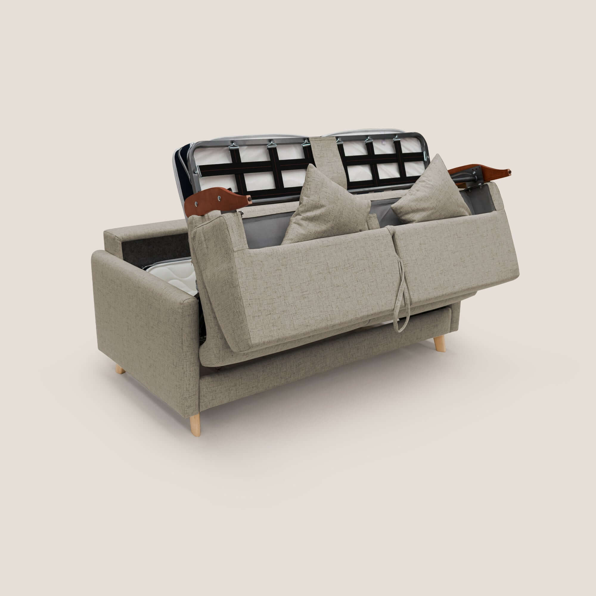 Edgar divano letto matrimoniale in tessuto felis impermeabile T03 marrone - divani.store