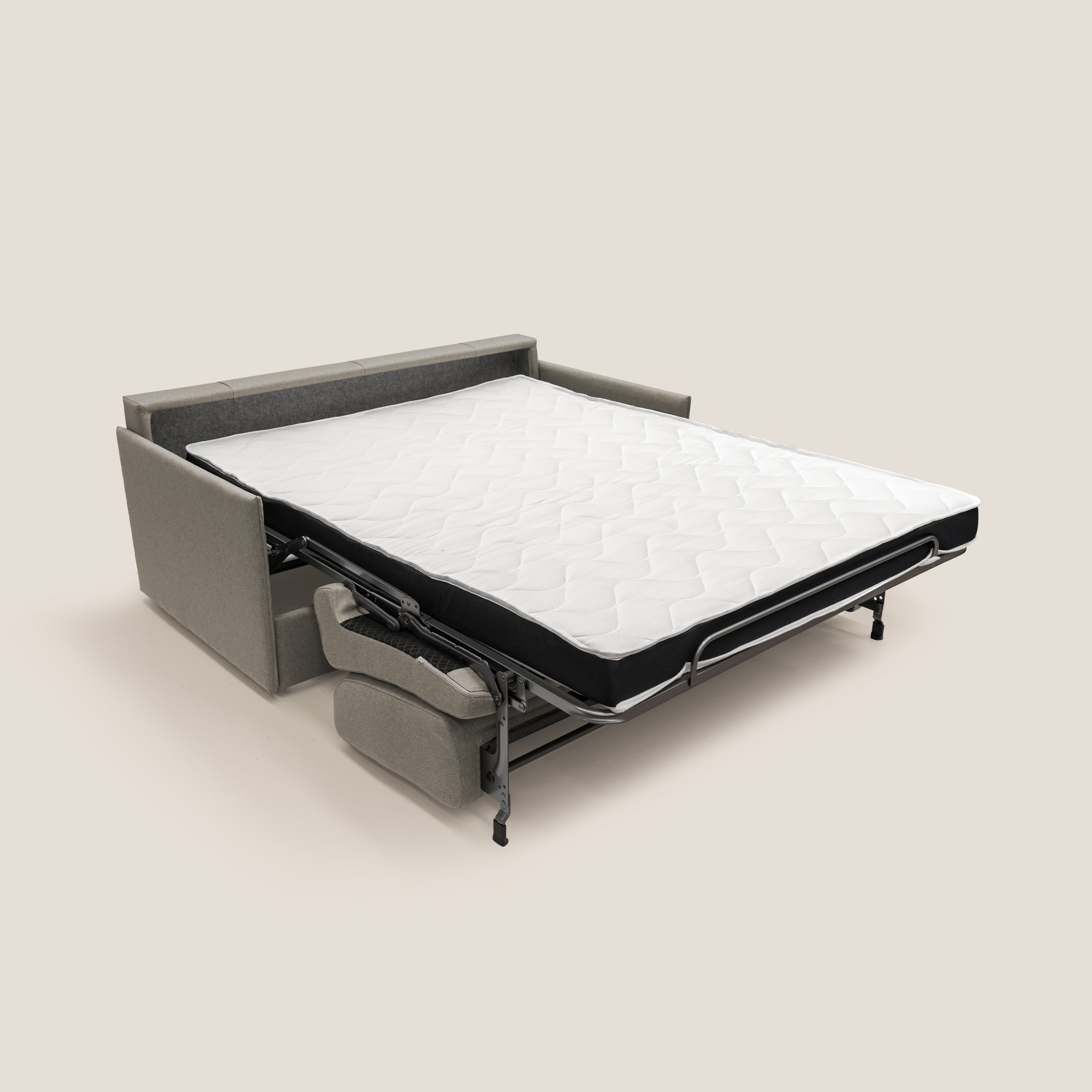 Evans Divano letto matrimoniale in tessuto impermeabile T13 tortora - divani.store