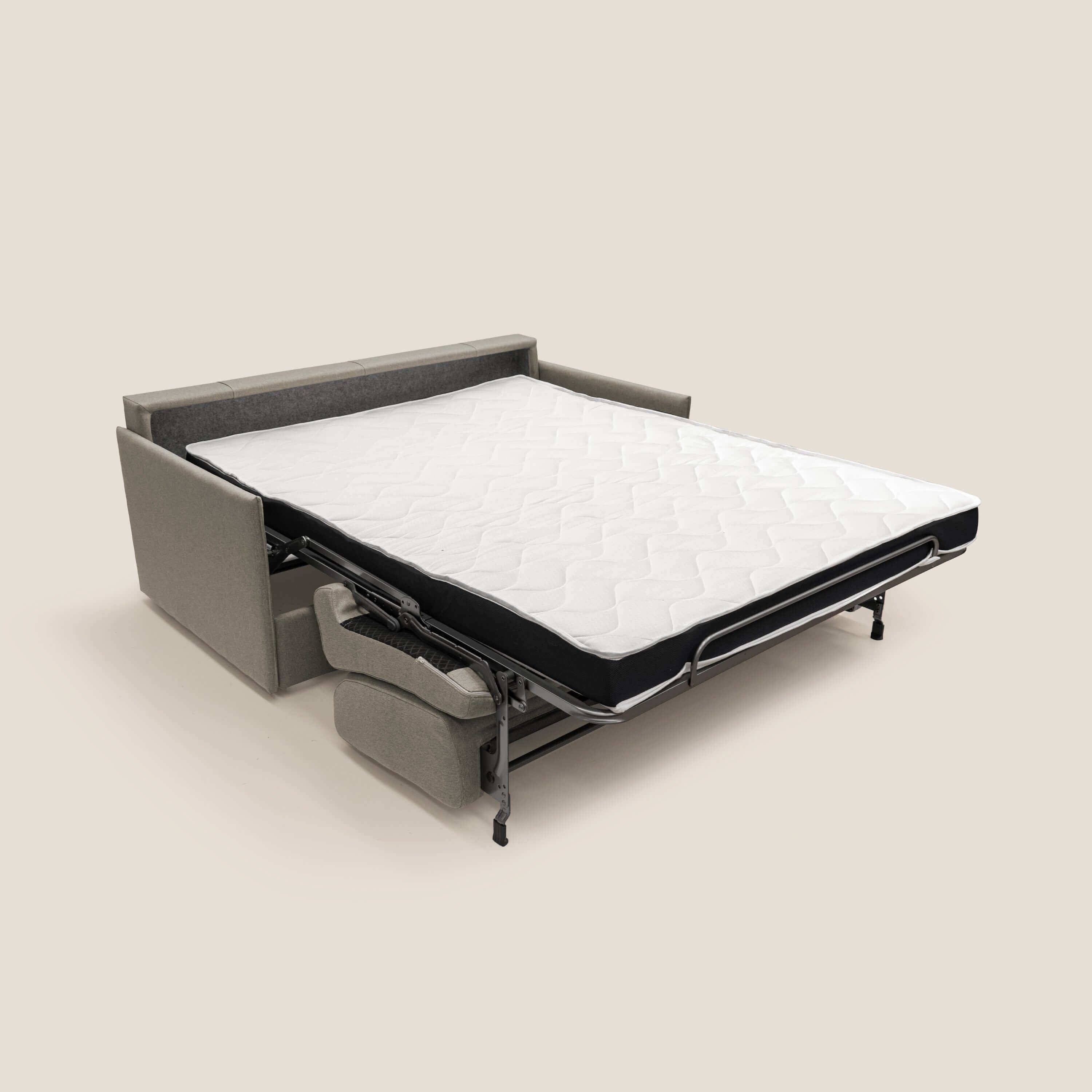 Evans Divano letto matrimoniale in tessuto impermeabile T13 tortora - divani.store