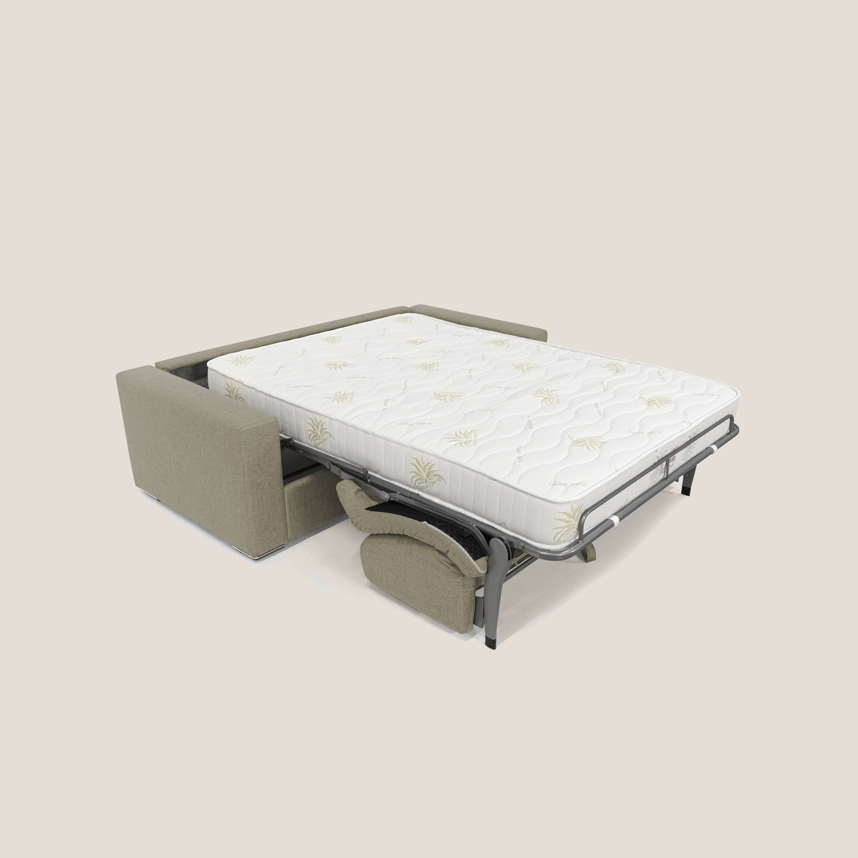 Nixon Divano letto matrimoniale con materasso 20 cm in tessuto impermeabile T03 marrone - divani.store