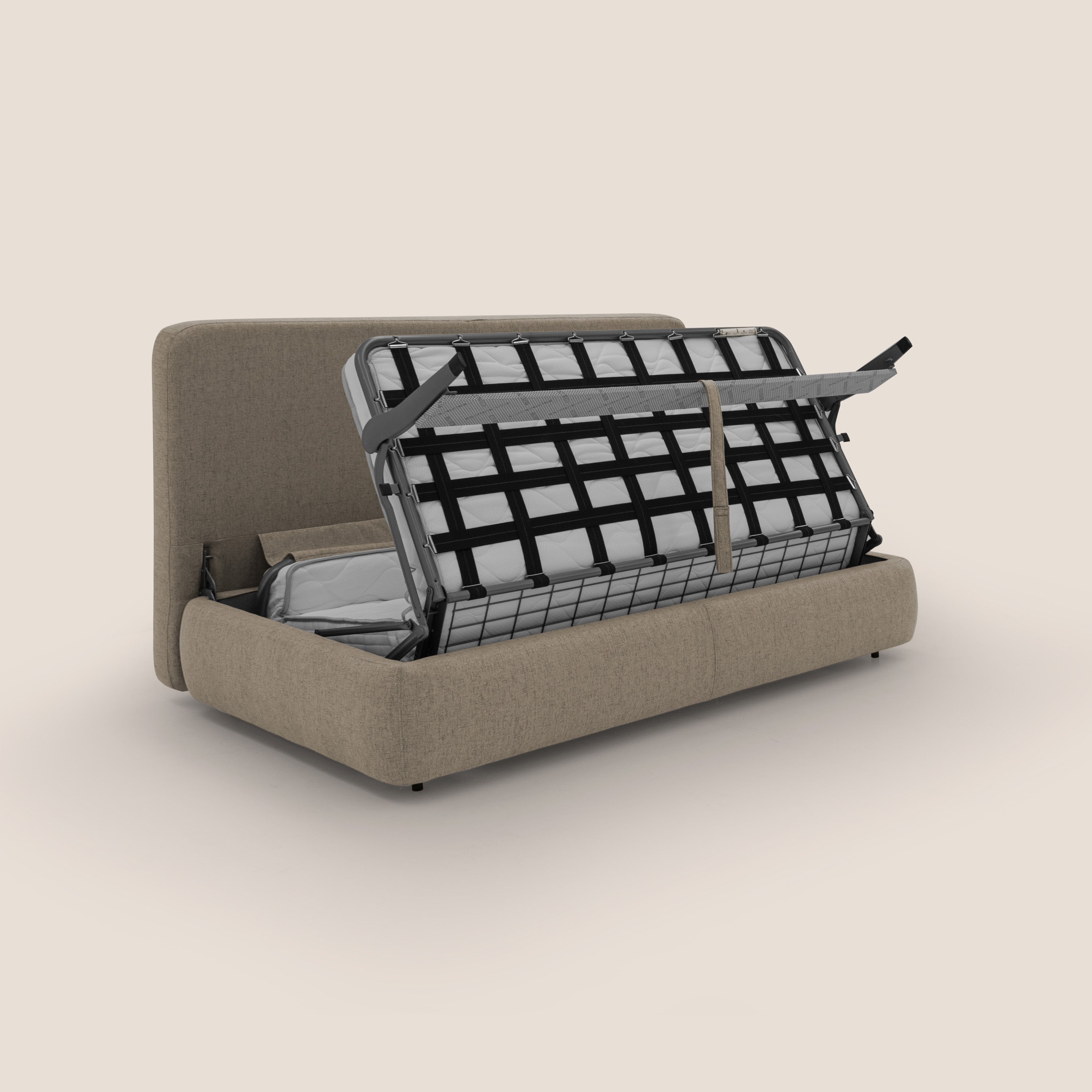 Gransasso Divano letto matrimoniale dal DESIGN innovativo in tessuto impermeabile T03 marrone - divani.store