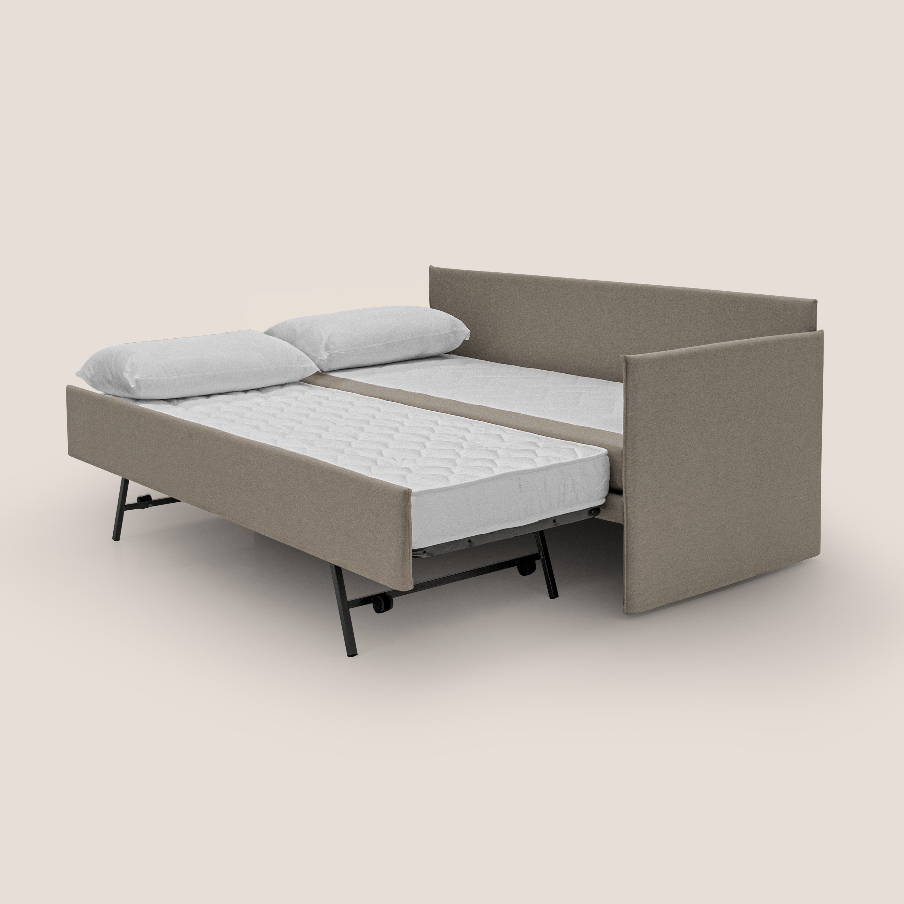 Durini Divano duplex con doppio letto in tessuto simil cotone impermeabile T13 tortora - divani.store