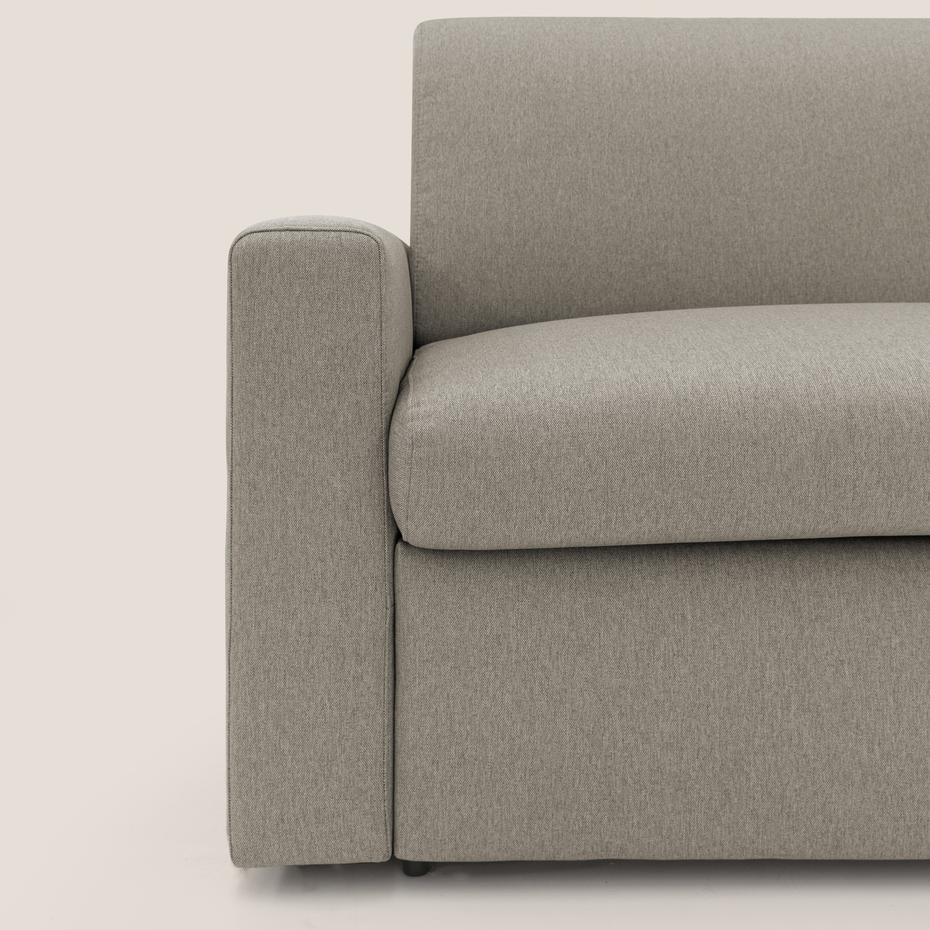 Kansas Divano letto matrimoniale alto 20 cm in tessuto impermeabile misto cotone T13 tortora - divani.store