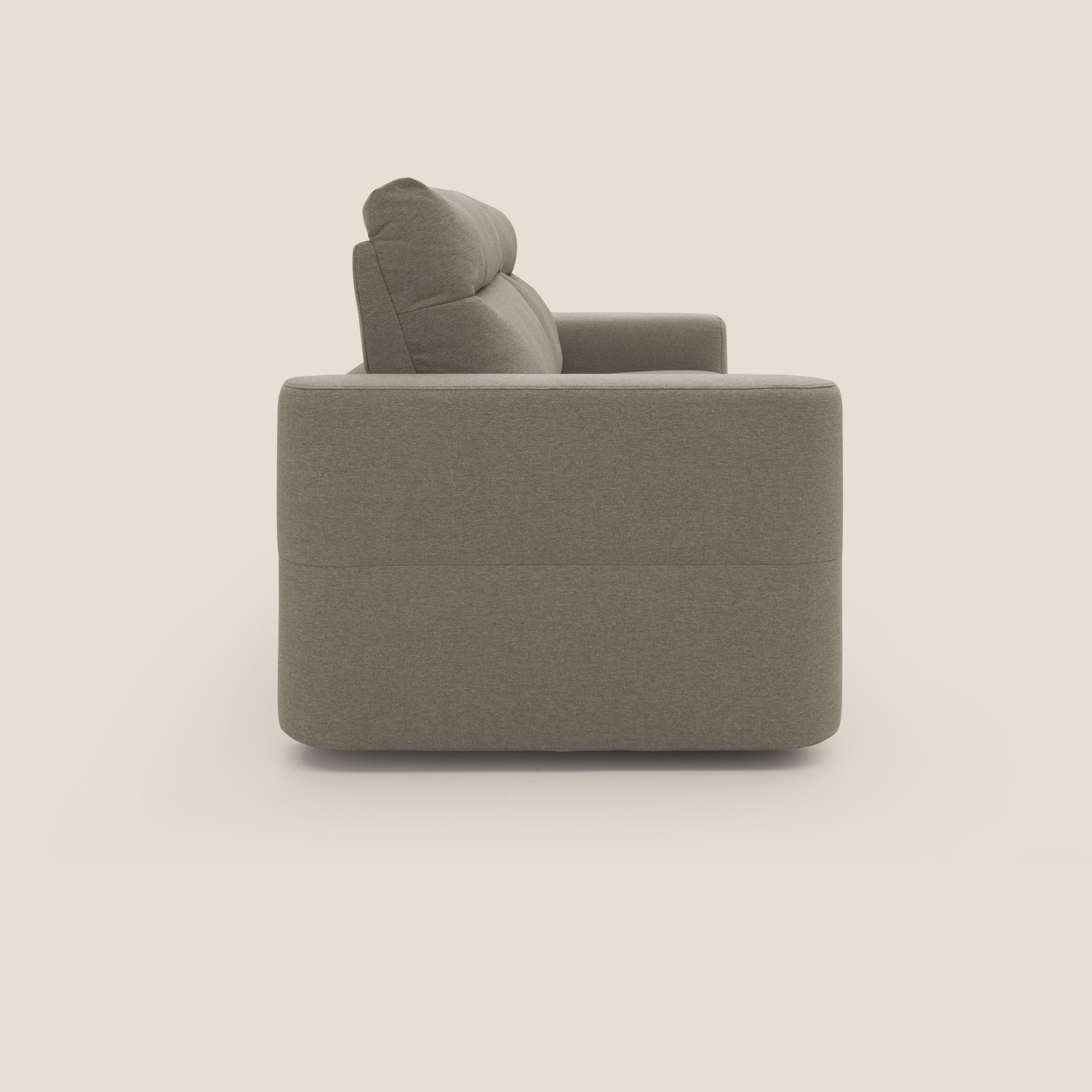 Cupido Divano letto materasso H18 cm e schienale alto in tessuto impermeabile simil cotone T13 tortora - divani.store