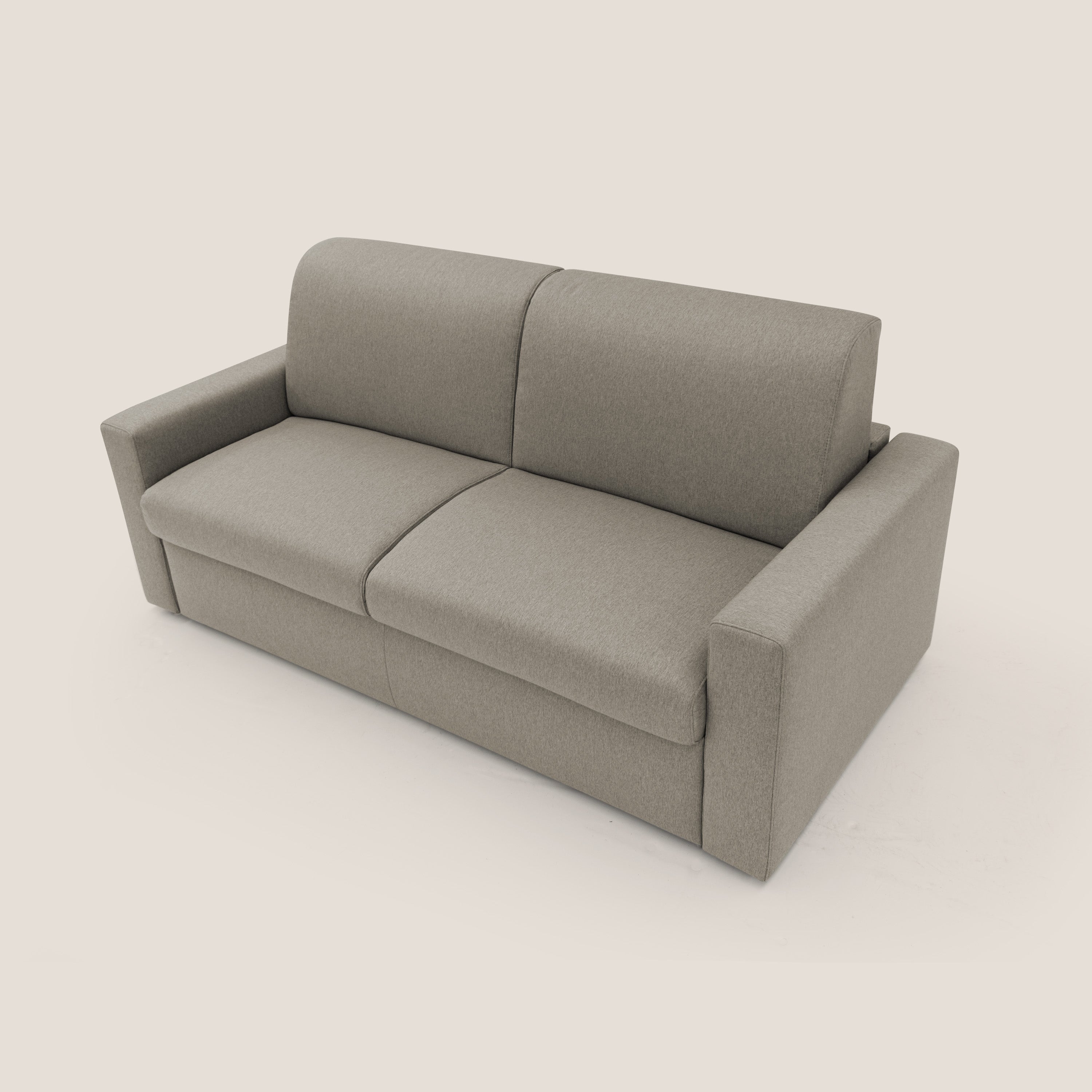 Kansas Divano letto matrimoniale alto 20 cm in tessuto impermeabile misto cotone T13 tortora - divani.store