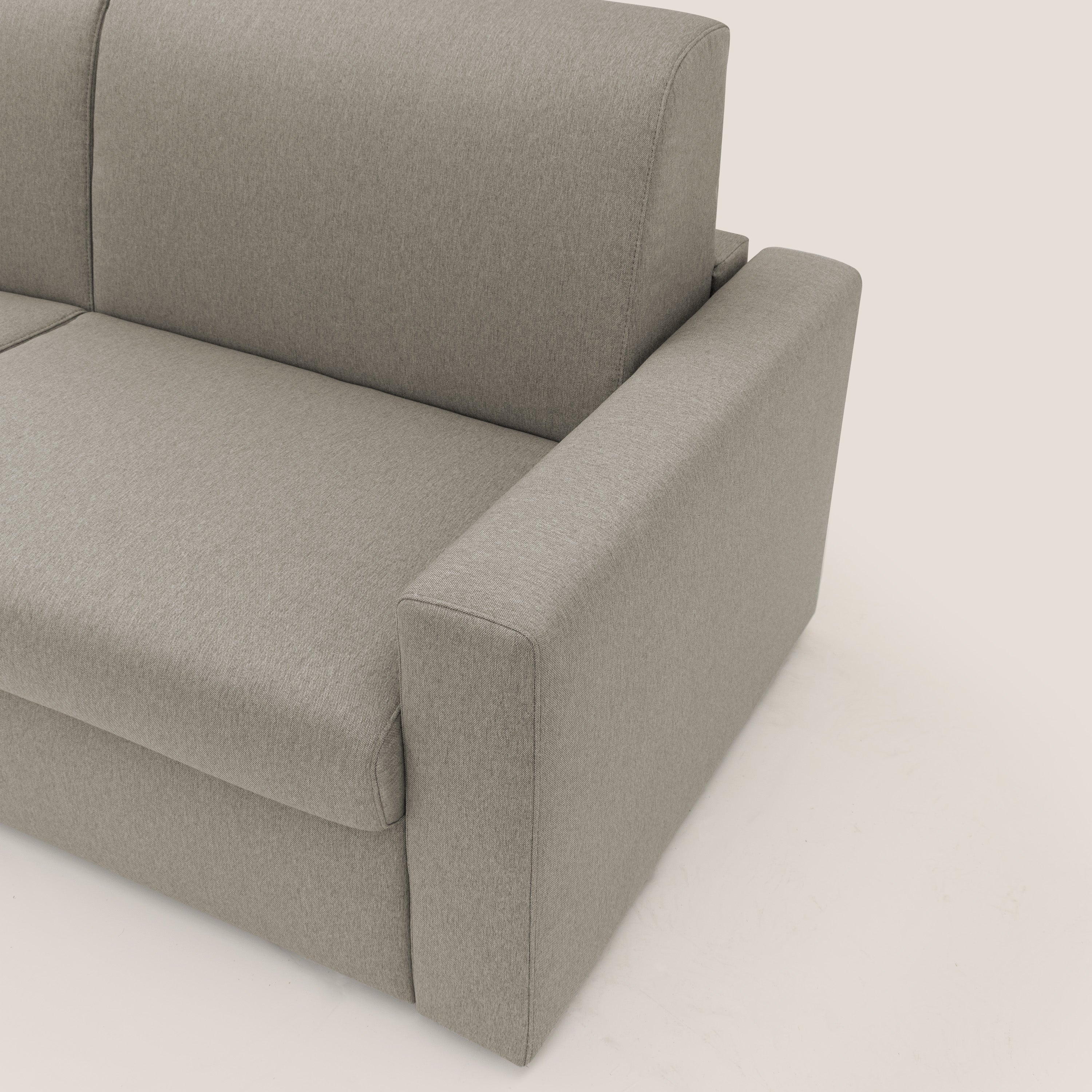 Kansas Divano letto matrimoniale alto 20 cm in tessuto impermeabile misto cotone T13 tortora - divani.store