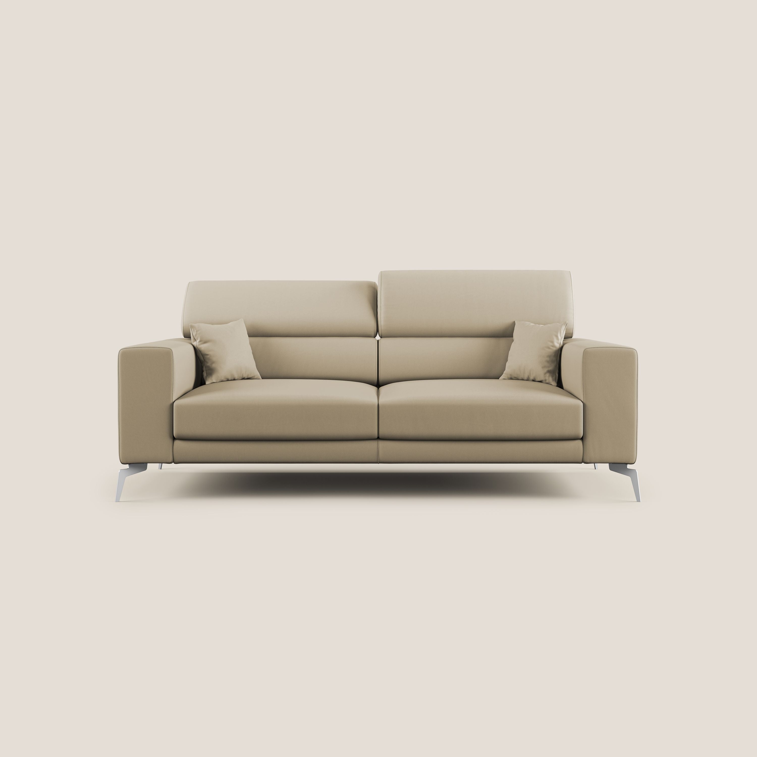 Blade Divano moderno con poggiatesta reclinabili in Ecopelle T04 beige - divani.store