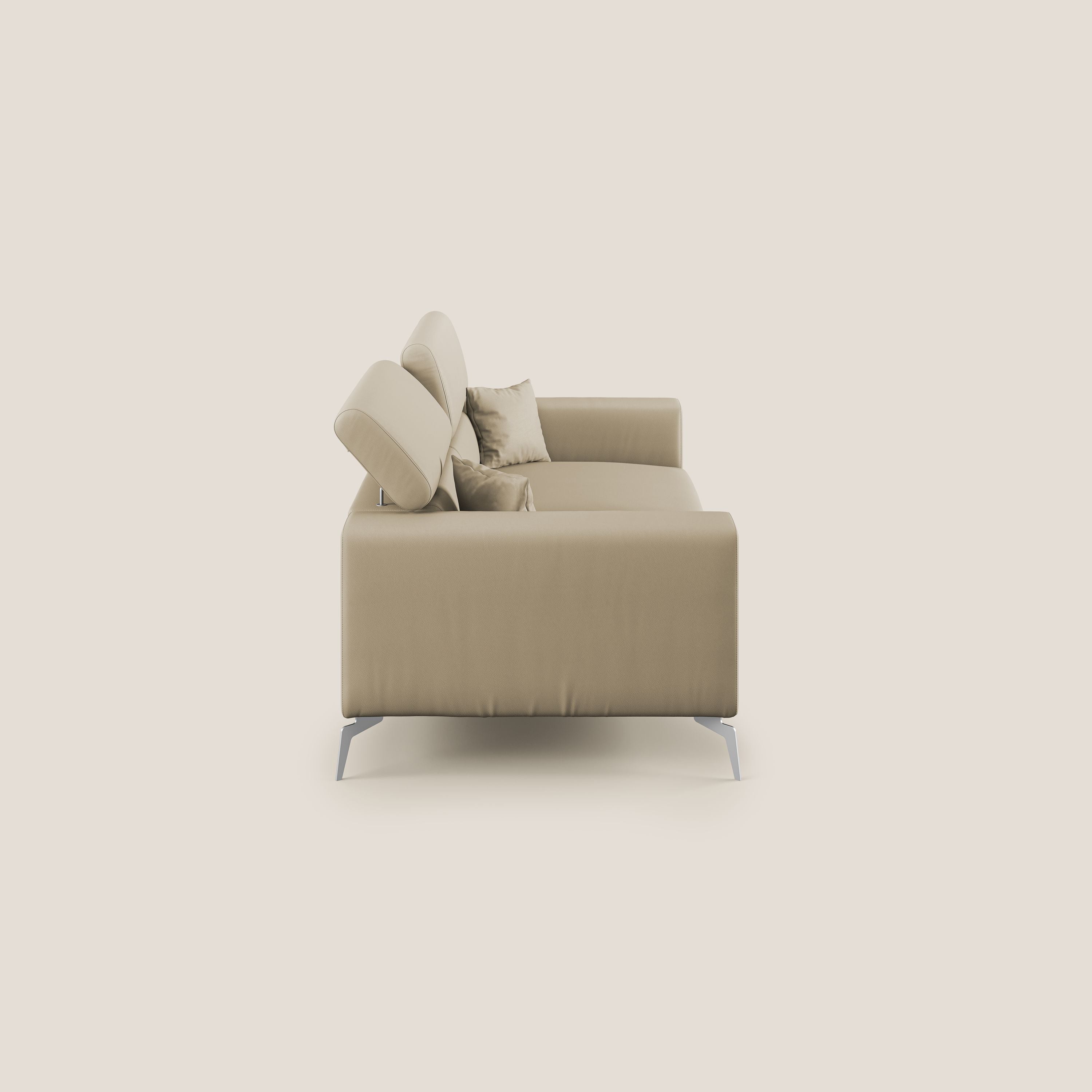 Blade Divano moderno con poggiatesta reclinabili in Ecopelle T04 beige - divani.store