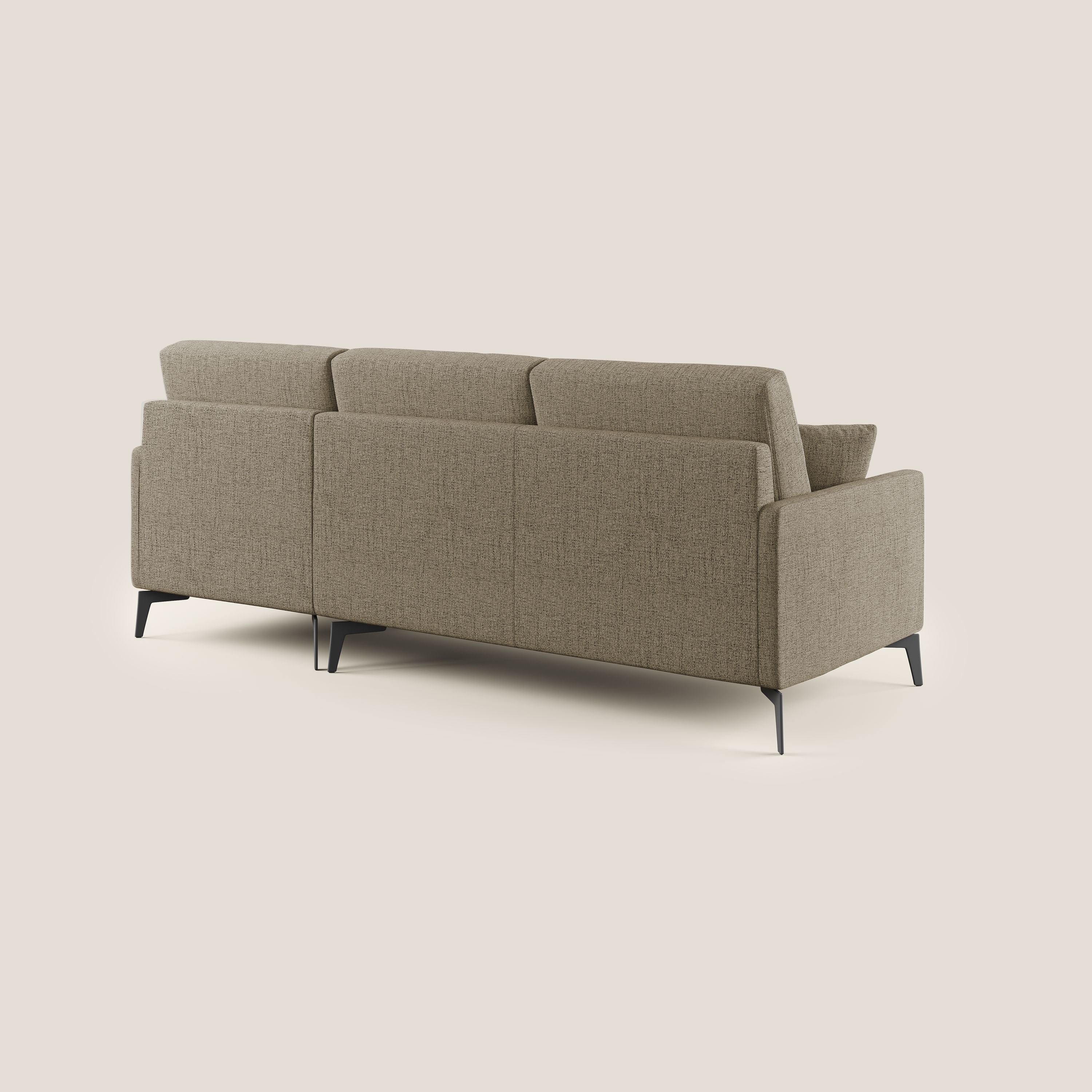 Saturno divano angolare moderno in tessuto morbido impermeabile T03 marrone - divani.store