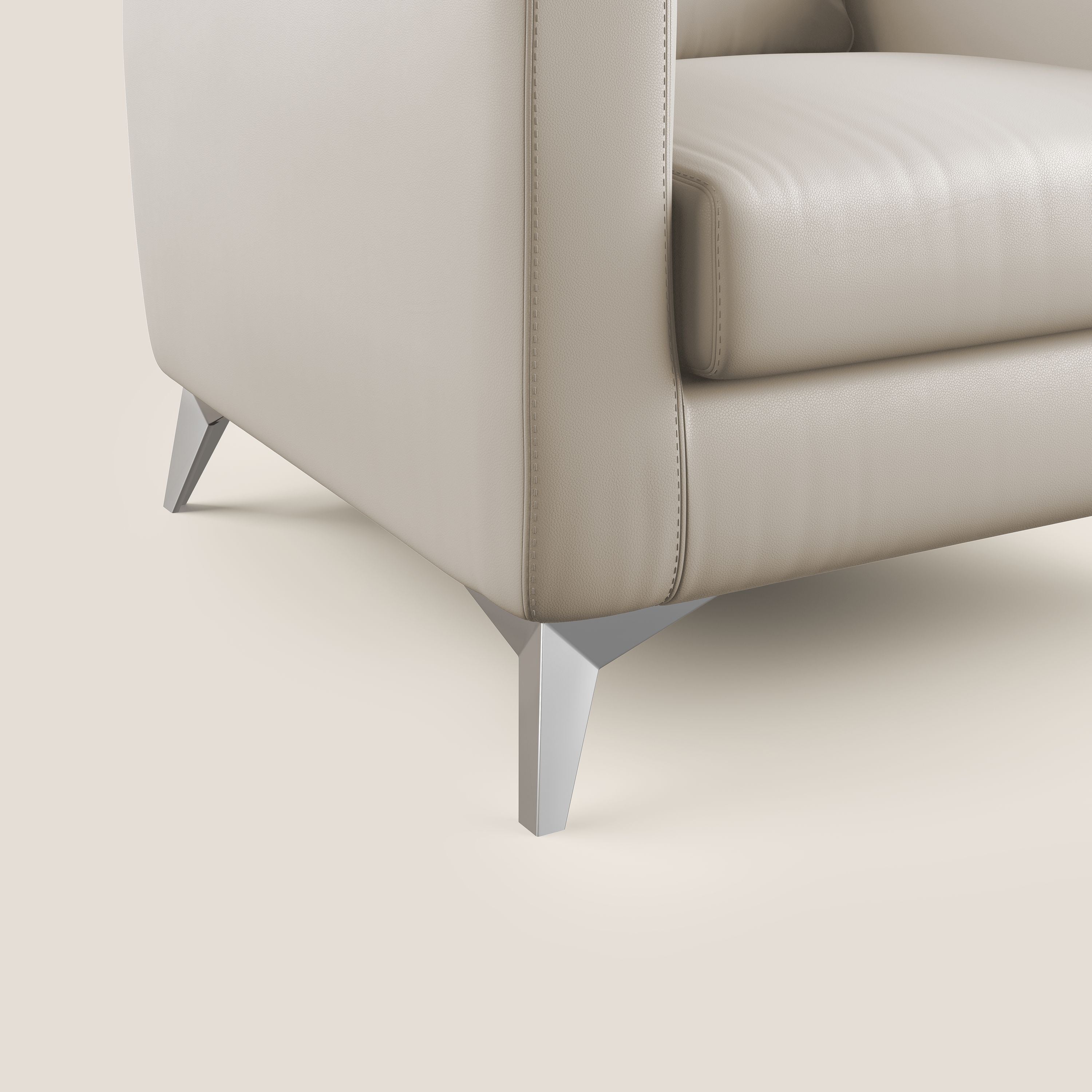 Orione Poltroncina in ecopelle moderna e impermeabile T04 beige - divani.store