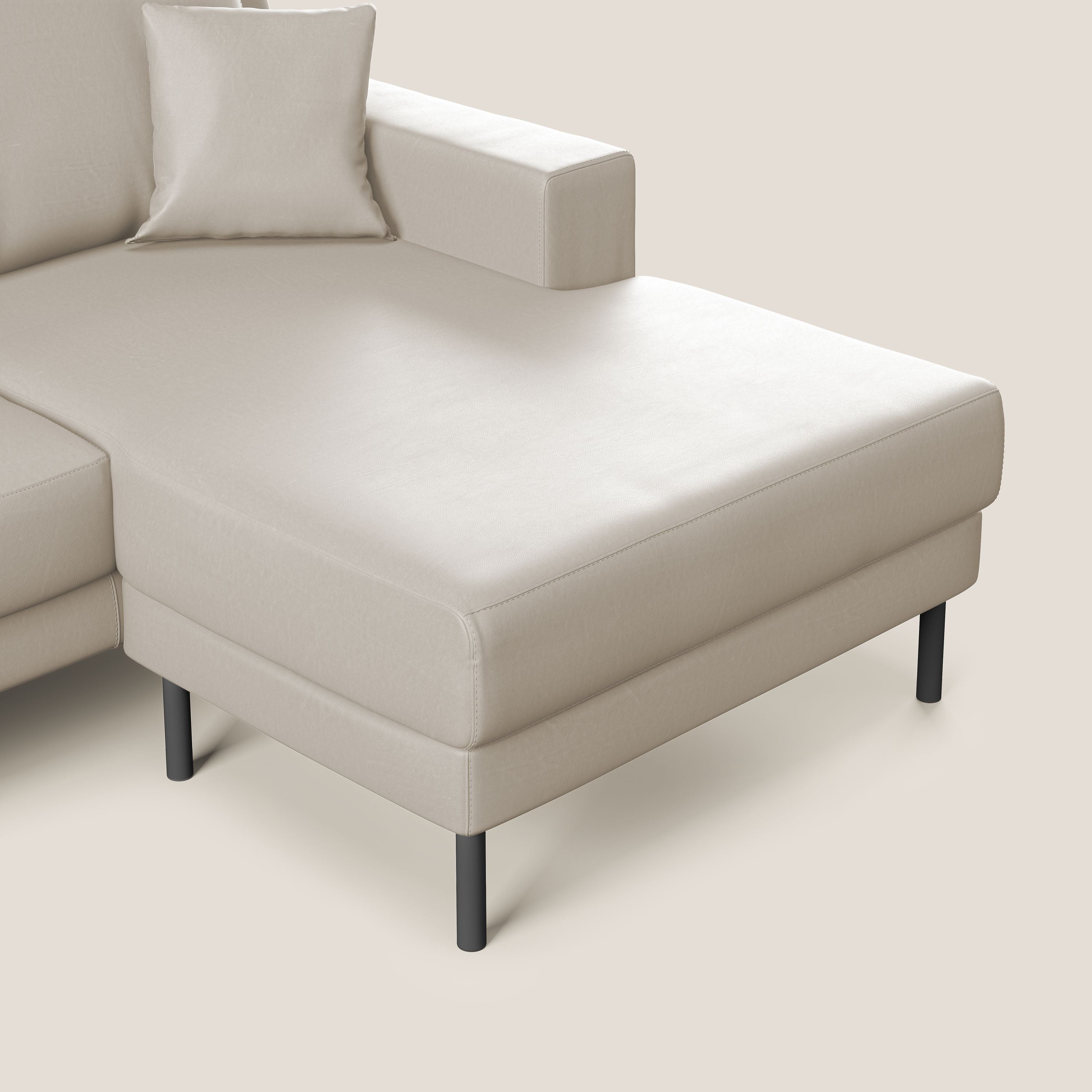 Uranio divano angolare moderno REVERSIBILE in Ecopelle impermeabile T04 beige - divani.store