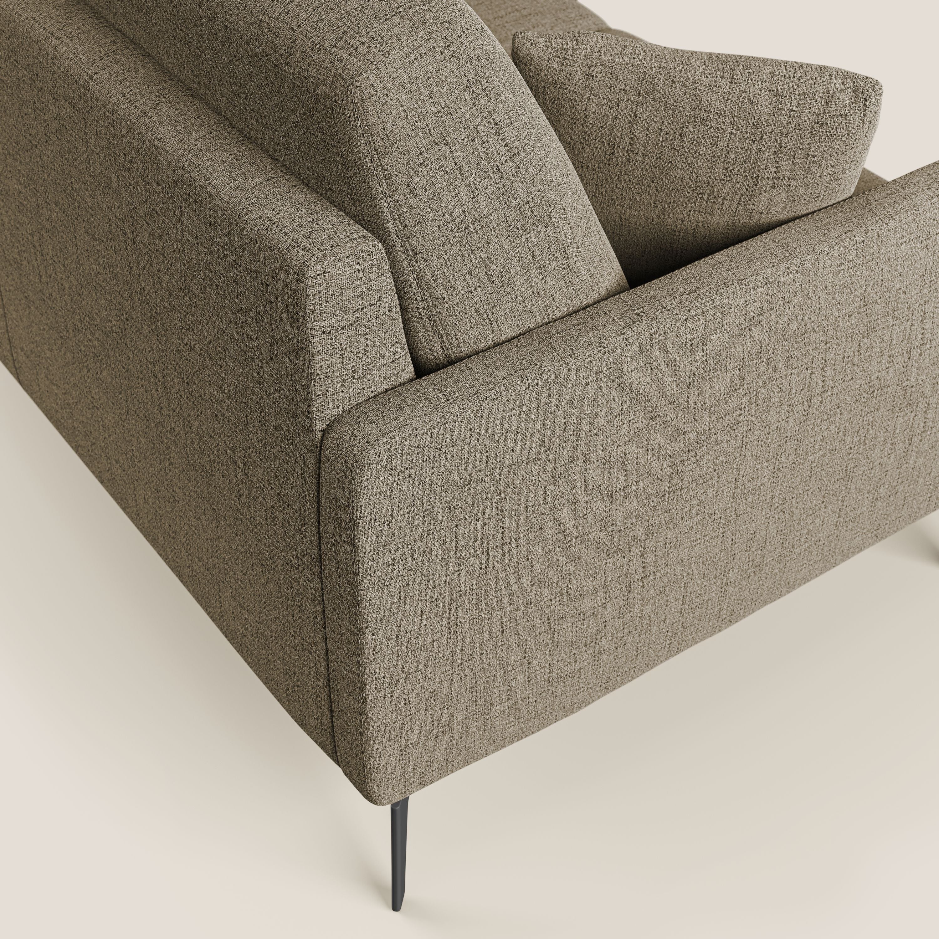 Saturno divano angolare moderno in tessuto morbido impermeabile T03 marrone - divani.store