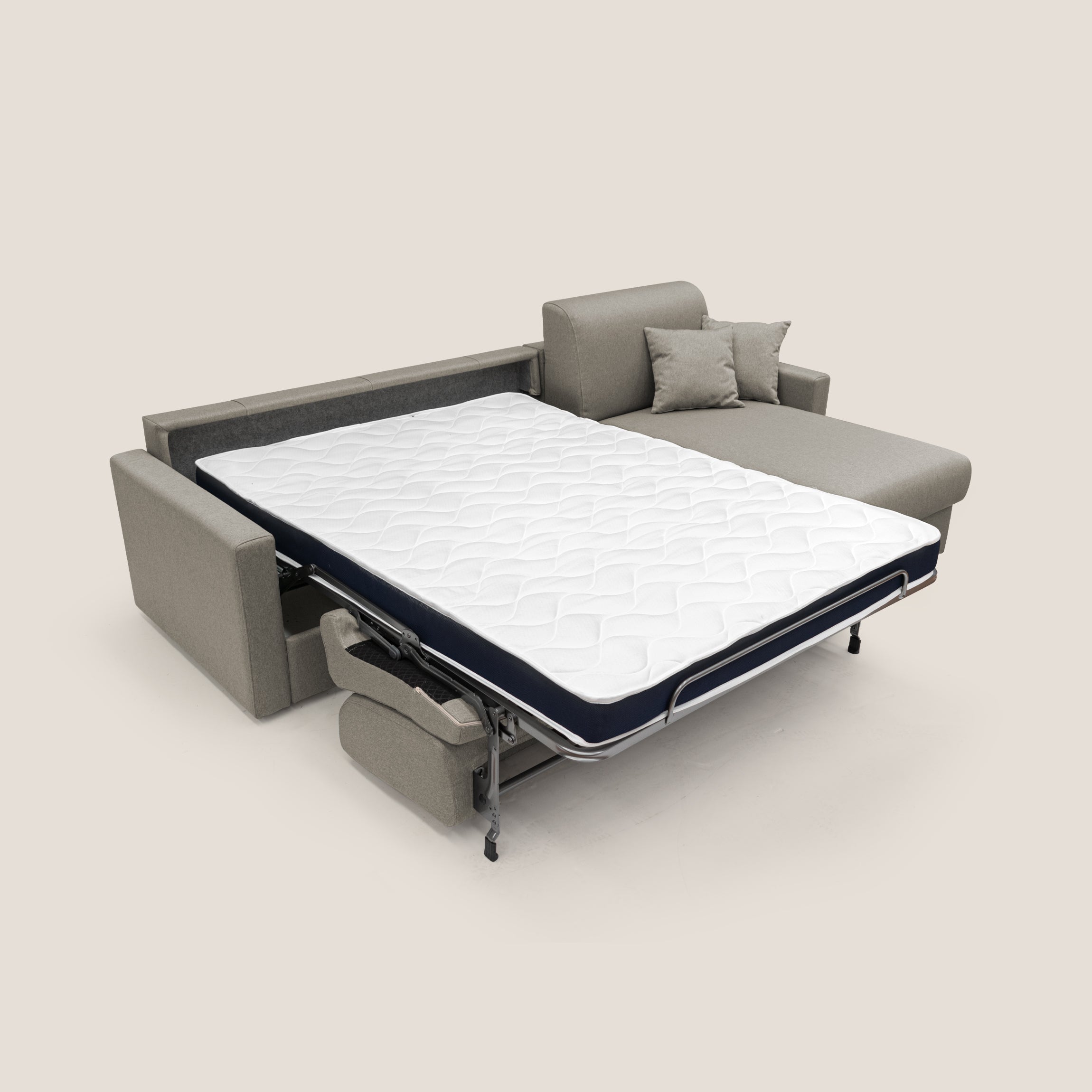 Chris Divano letto angolare 5 posti in tessuto impermeabile T13 tortora - divani.store