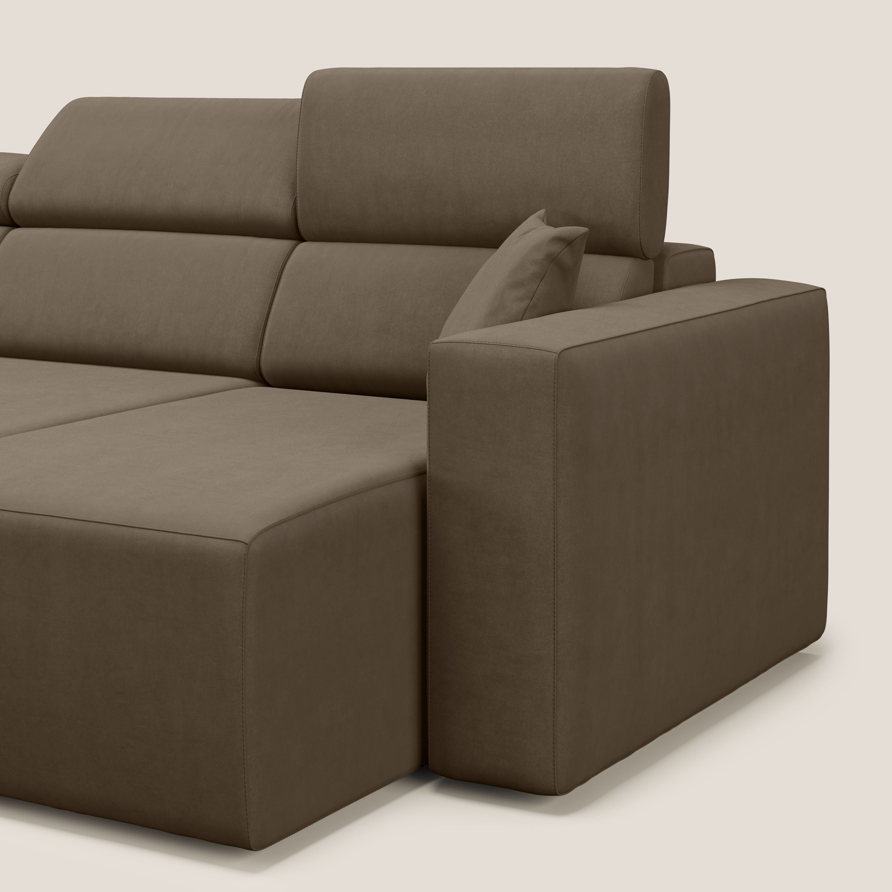 Orwell divano con 3 sedute estraibili in microfibra smacchiabile T11 marrone - divani.store
