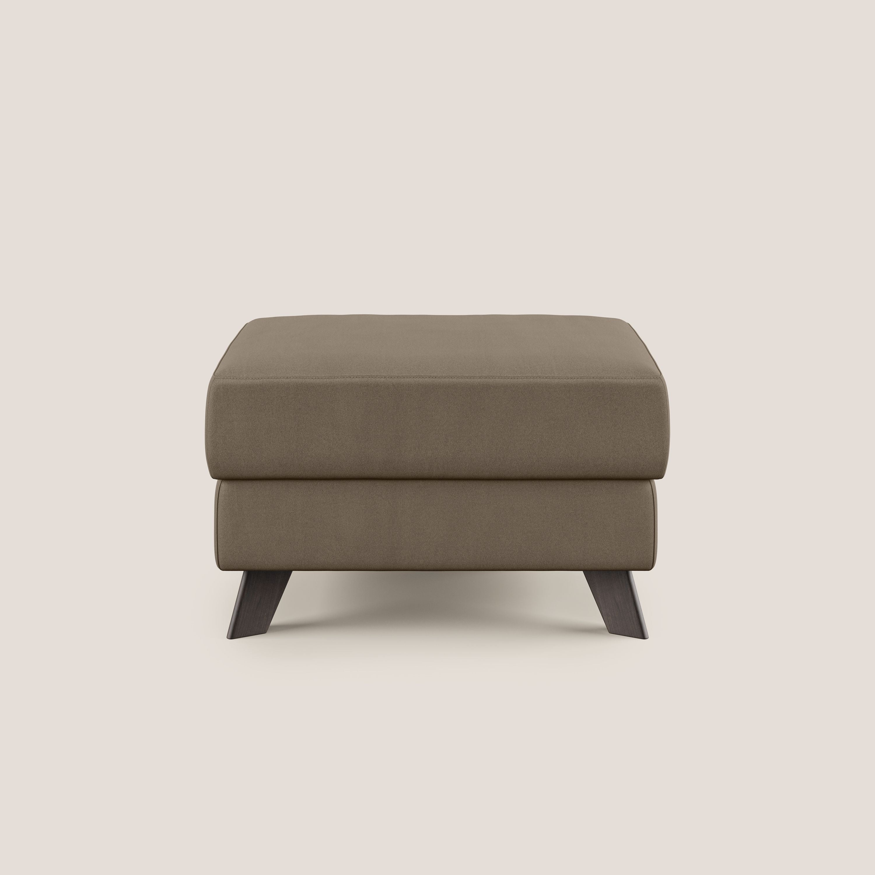 Moon Pouf contenitore e piedini alti in microfibra impermeabile T11 marrone - divani.store