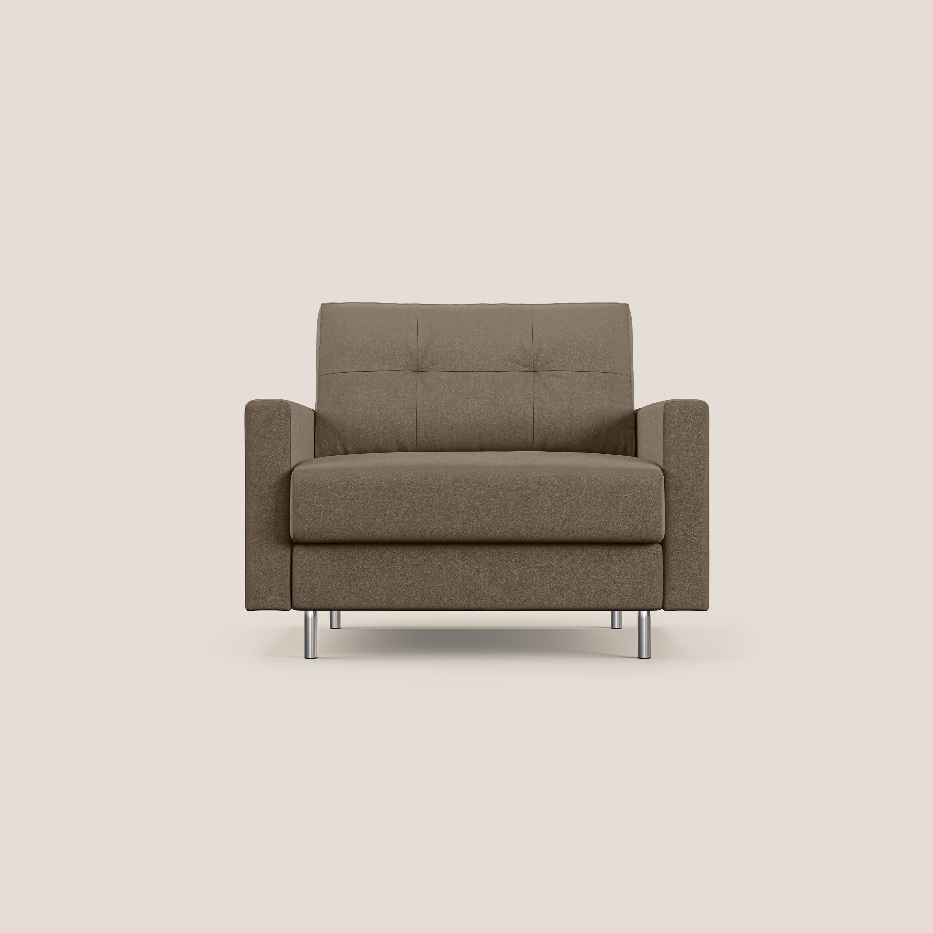 Megan poltrona letto in microfibra smacchiabile T11 marrone - divani.store