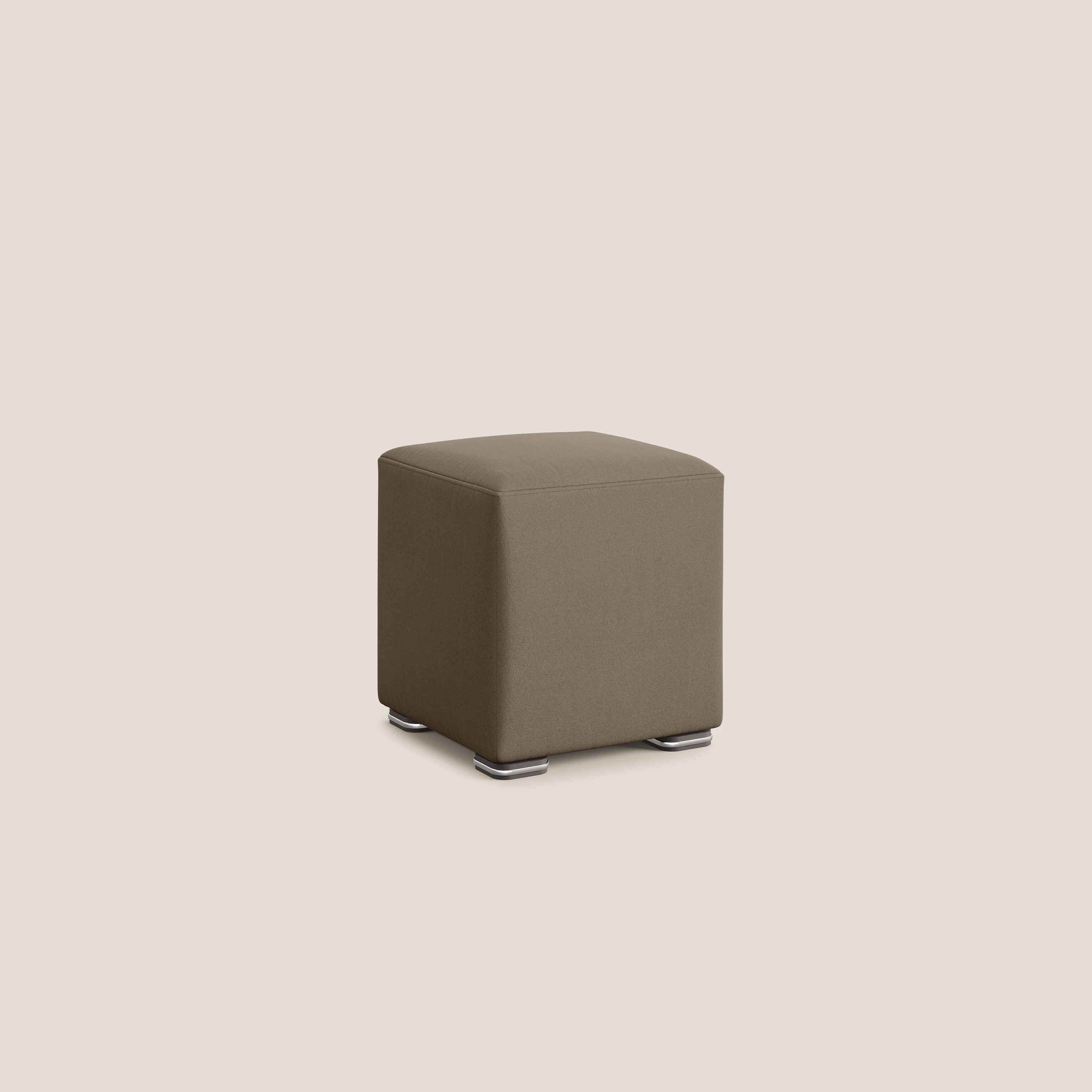 Cube pouf in microfibra smacchiabile T11 marrone - divani.store