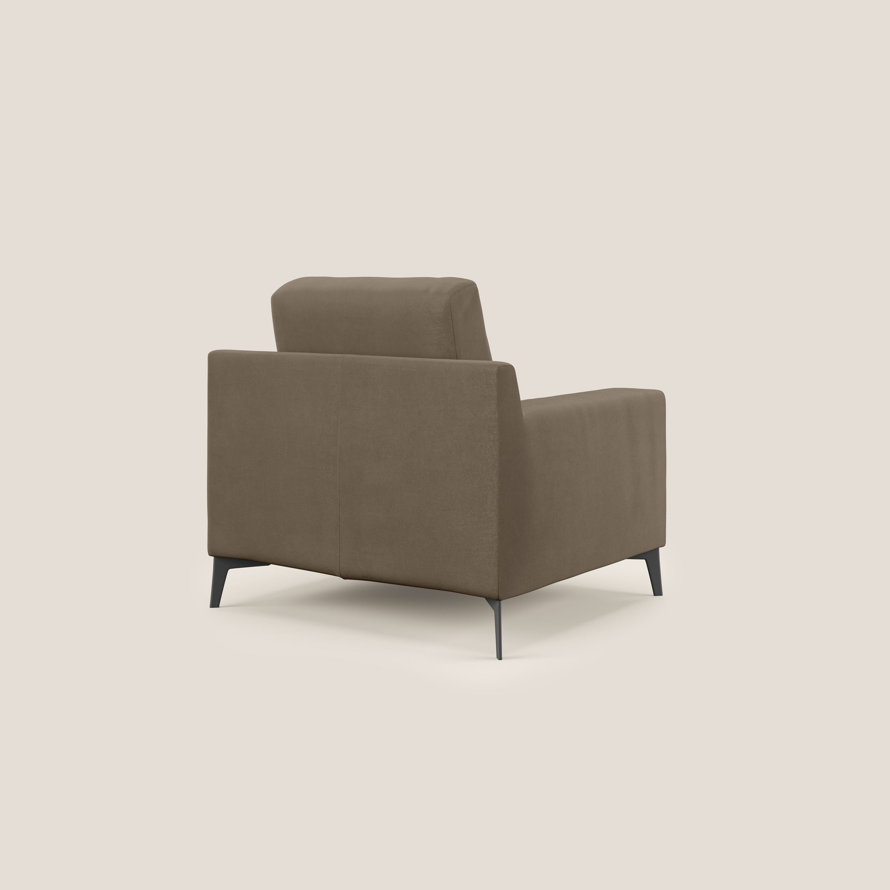 Prestige poltroncina moderna in microfibra smacchiabile T11 marrone - divani.store