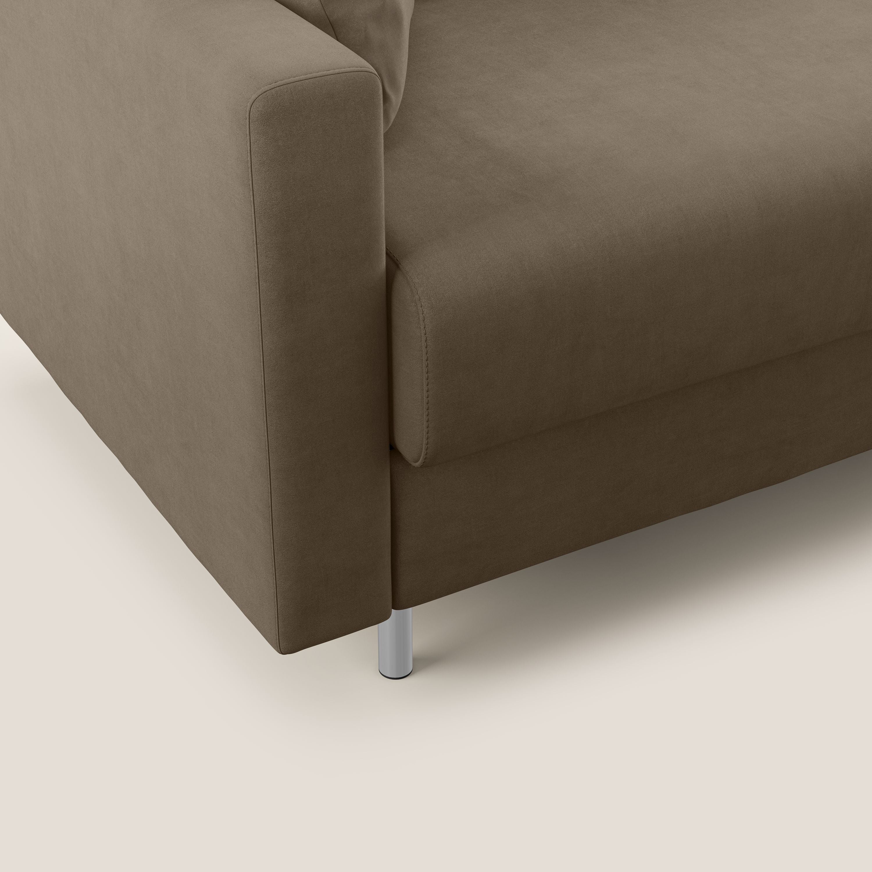 Megan divano letto angolare in microfibra smacchiabile T11 marrone - divani.store